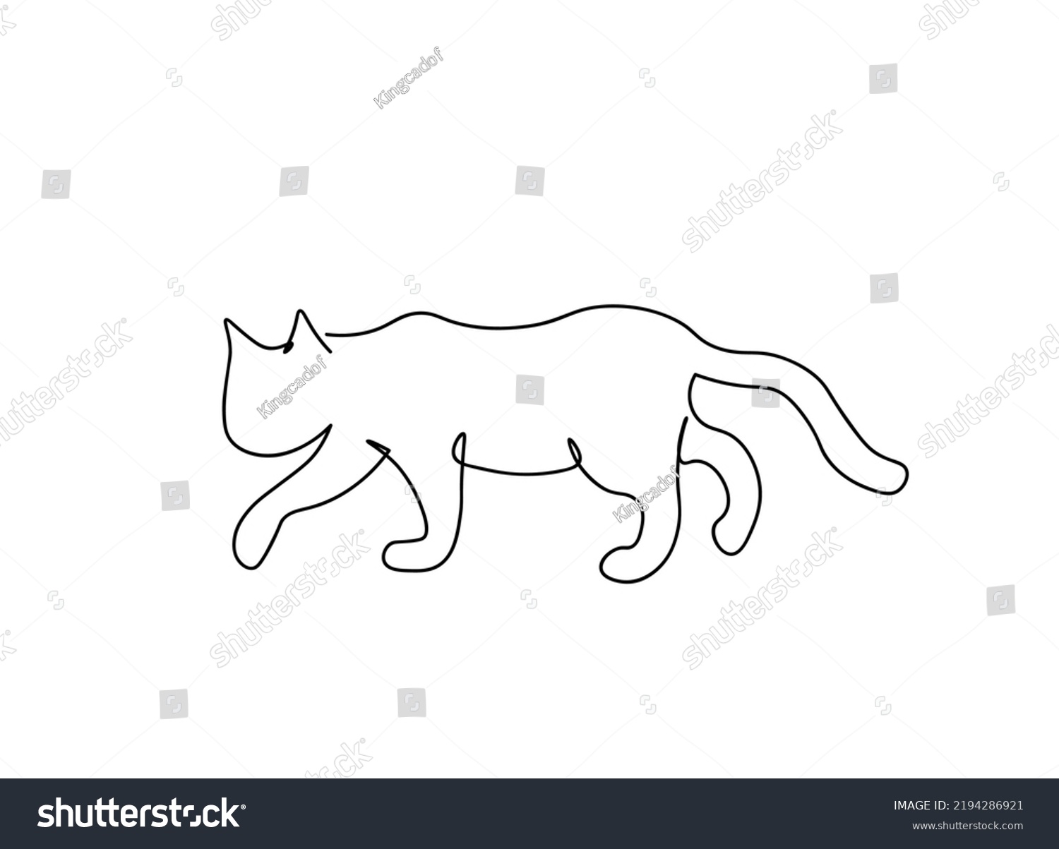 Continuous One Line Drawing Cat Vector Stock Vector (Royalty Free ...