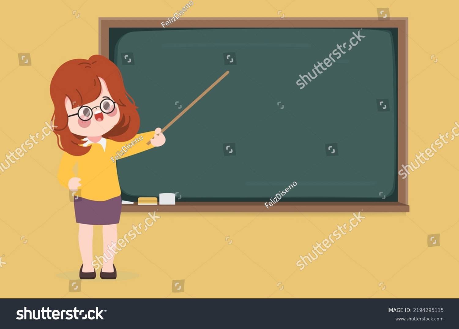 Hand Drawn Cartoon Teacher Teaching Blackboard Stock Vector Royalty Free 2194295115 Shutterstock