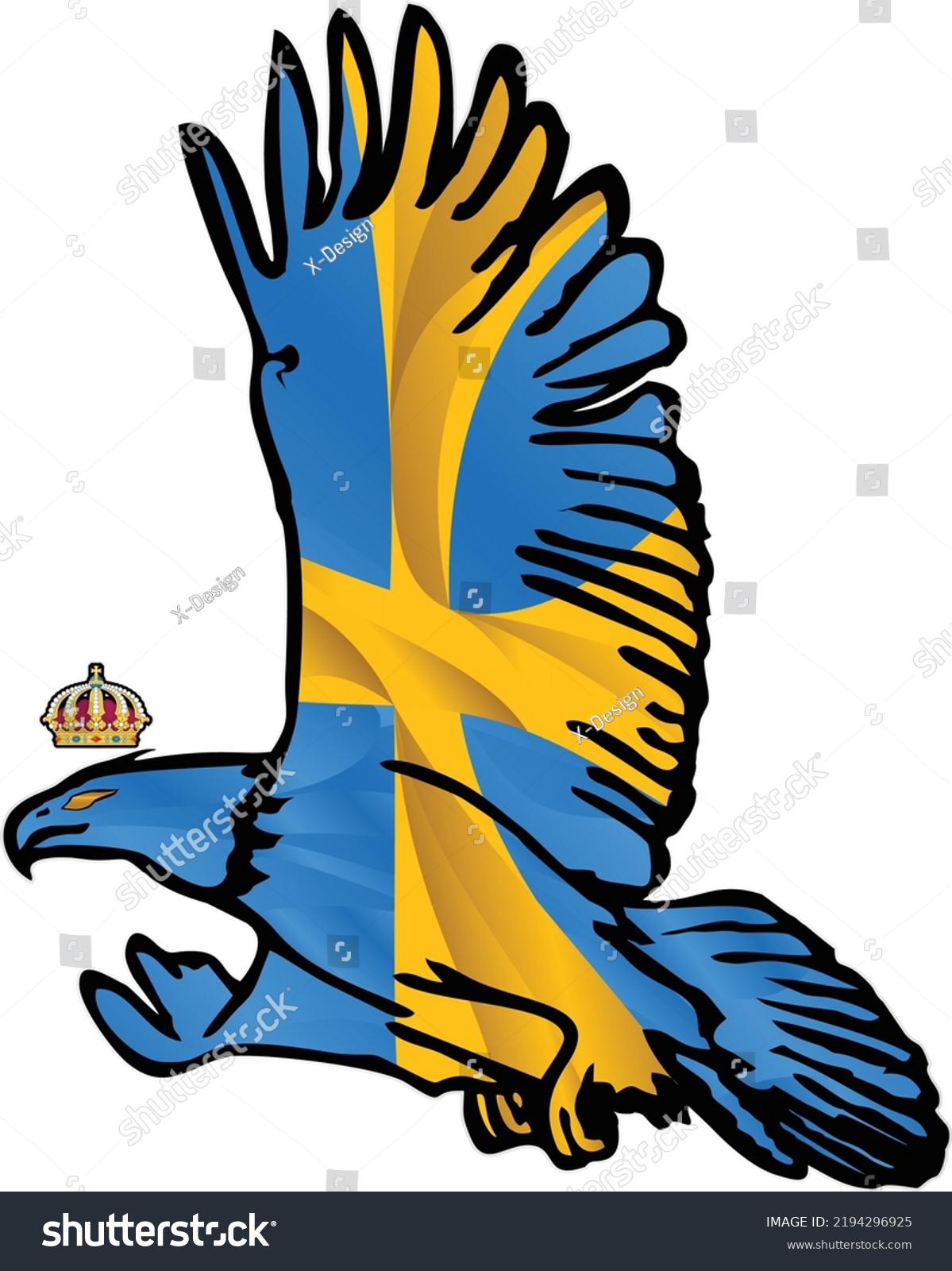 Crowned Swedish Eagle Soars Sky Flag Stock Vector (Royalty Free ...