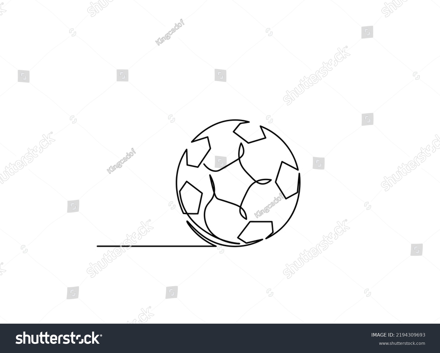 Continuous One Line Drawing Soccer Ball Stock Vector (Royalty Free ...