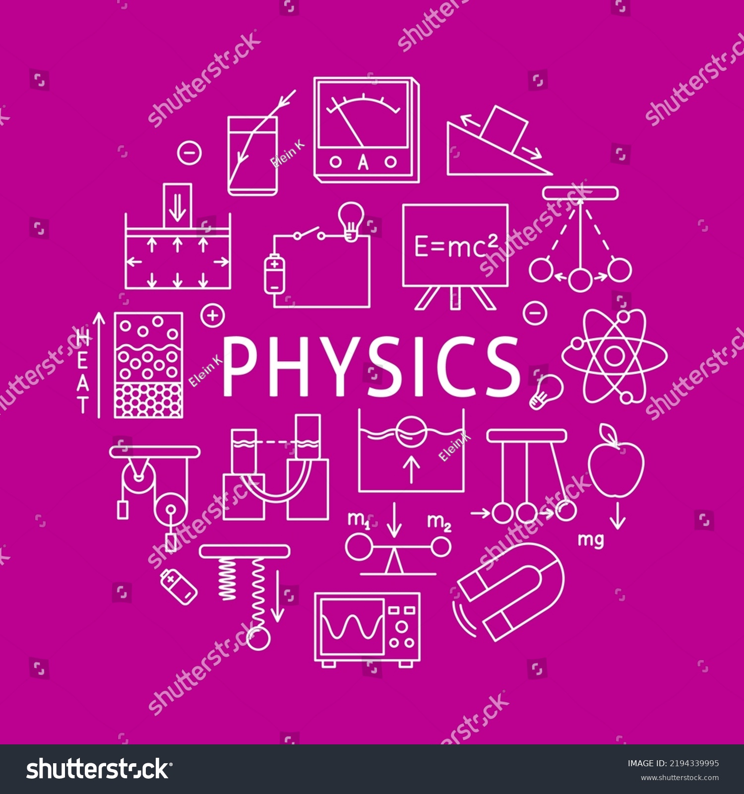 Physics Science Round Concept Poster Line Stock Vector (Royalty Free ...