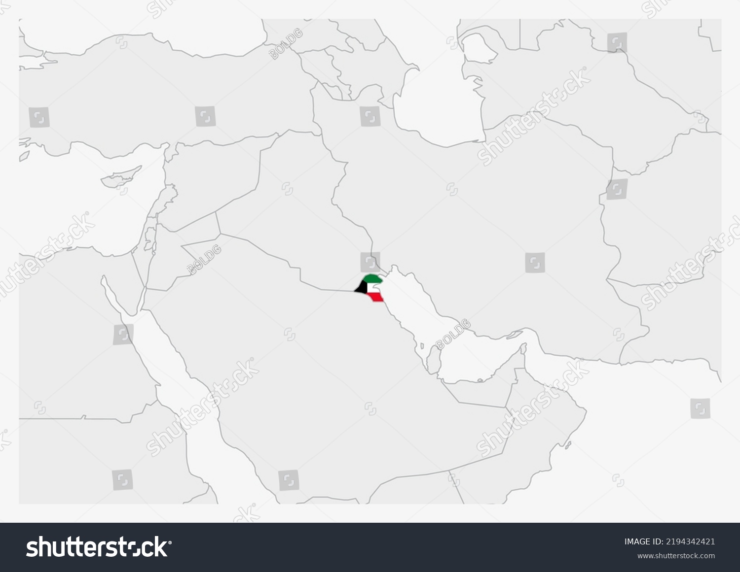 Kuwait Map Highlighted Kuwait Flag Colors Stock Vector (Royalty Free ...