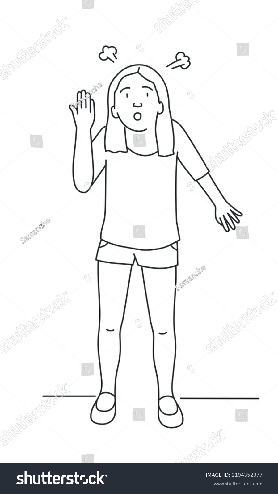 Little Girl Gesturing Hands Shouting Hand Stock Vector (Royalty Free ...