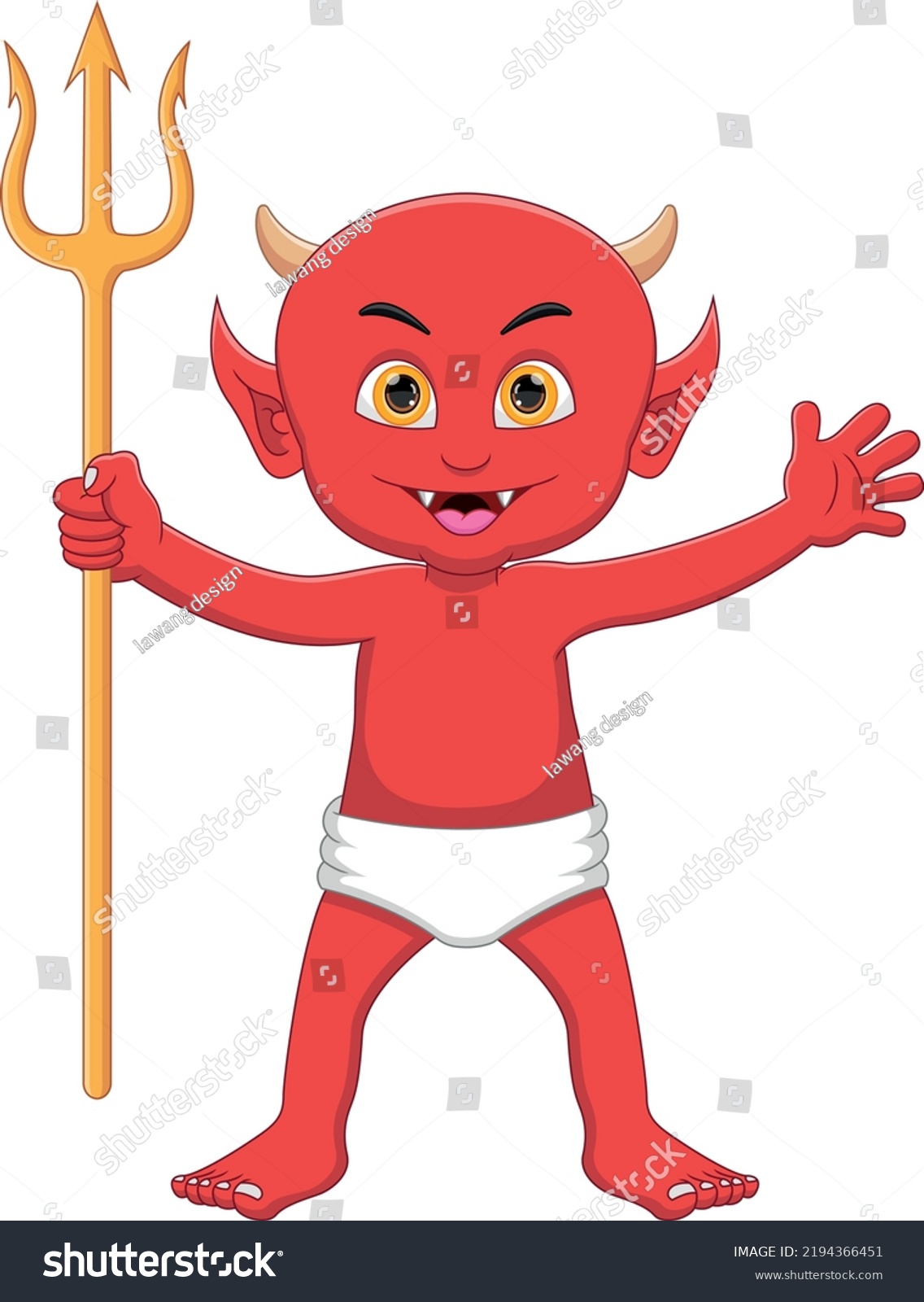 Cartoon Red Devil Holding Trident Stock Vector Royalty Free