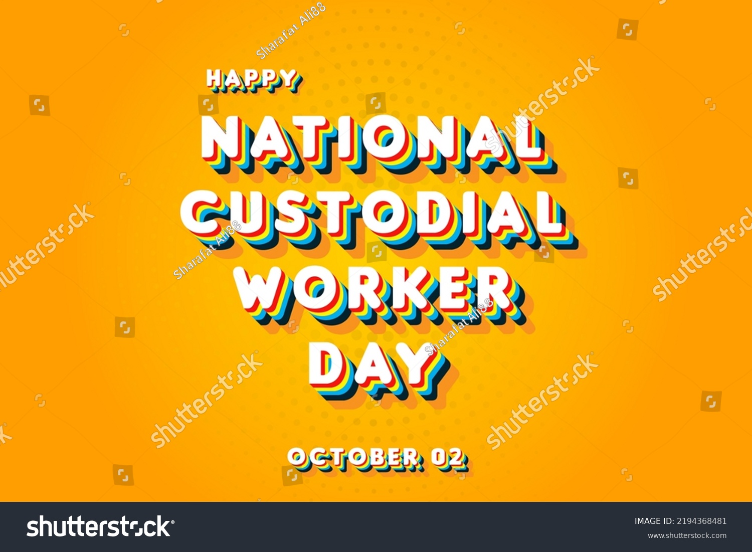 Happy National Custodial Worker Day October Stock Vector (Royalty Free