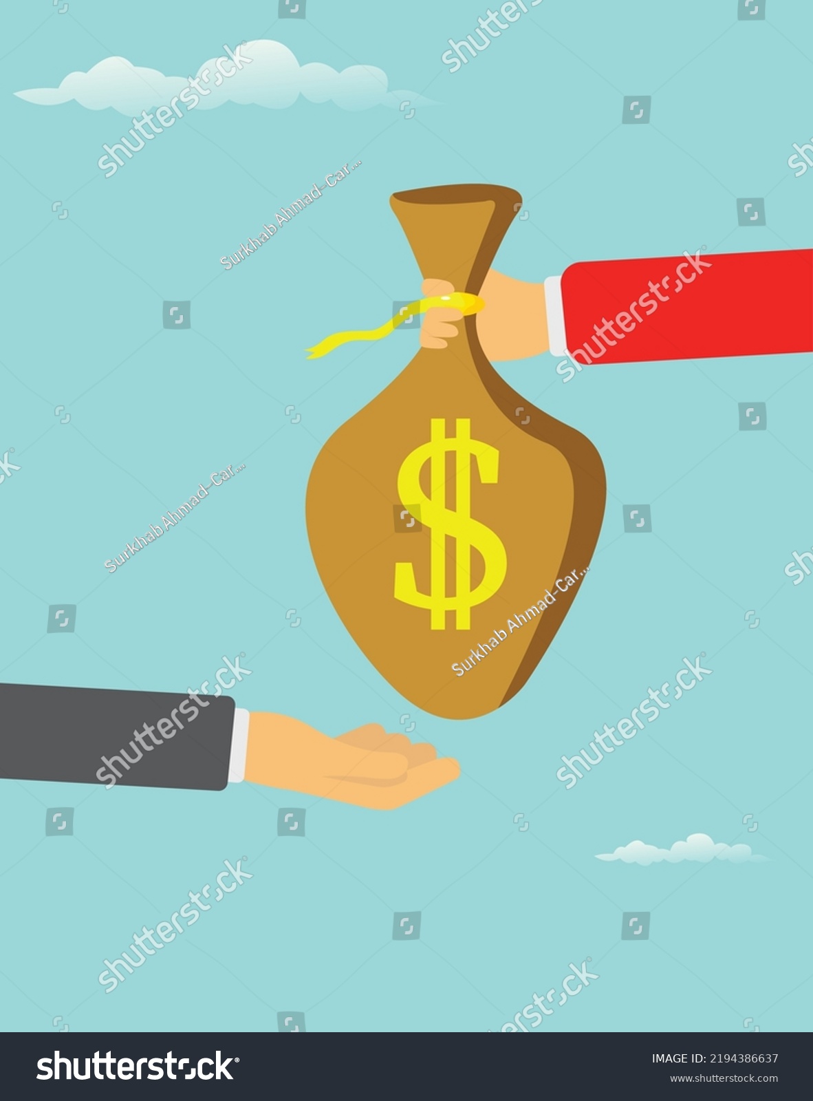 Business People Hand Giving Money Bag Stock Vector (Royalty Free ...