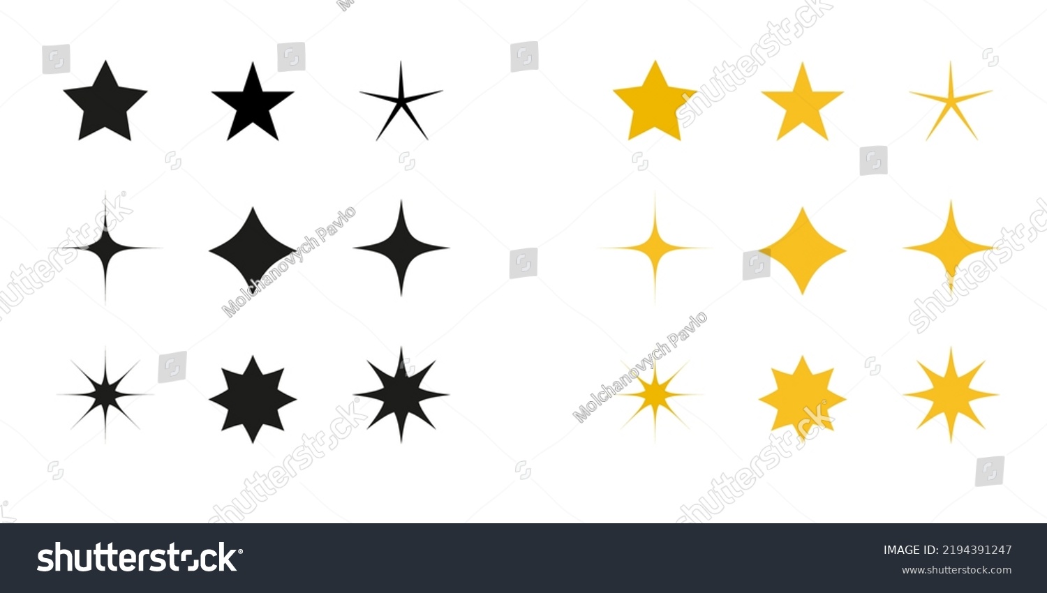 Stars Vector Icons Different Star Shapes Stock Vector Royalty Free