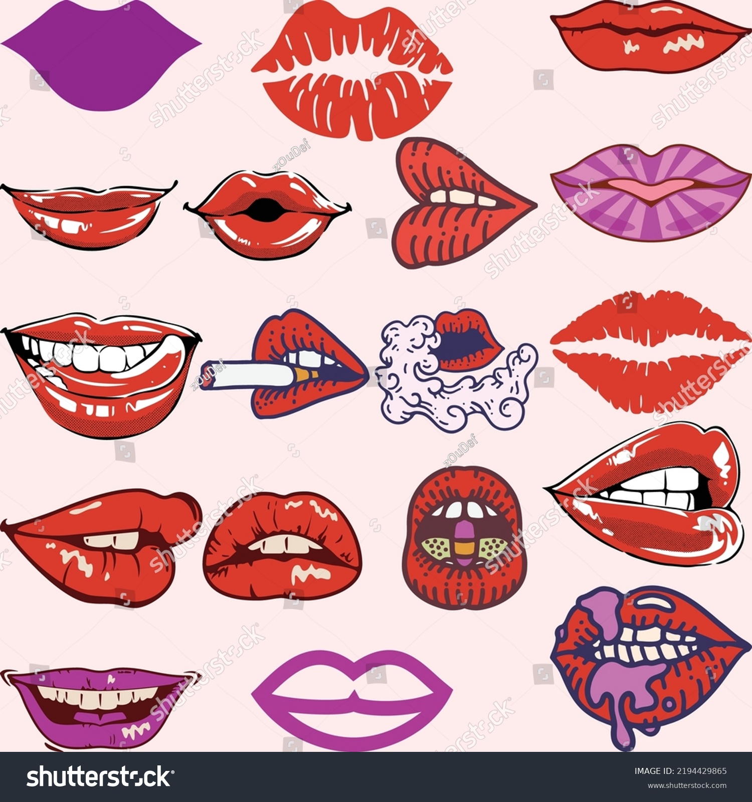 Sexy Female Lips Red Lipstick Vector Stock Vector Royalty Free