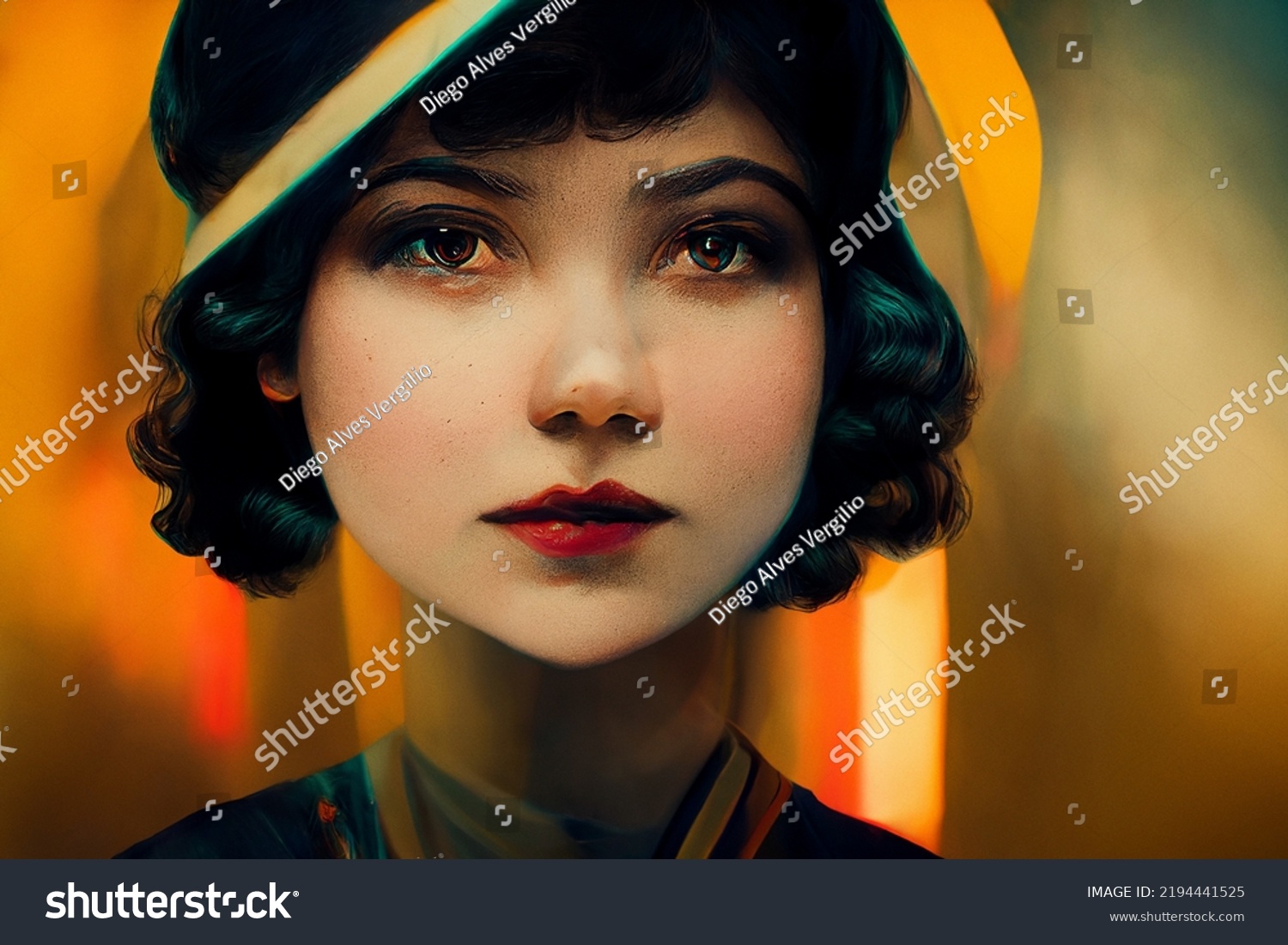 Illustration Portrait Short Haired Girl Looking Stock Illustration