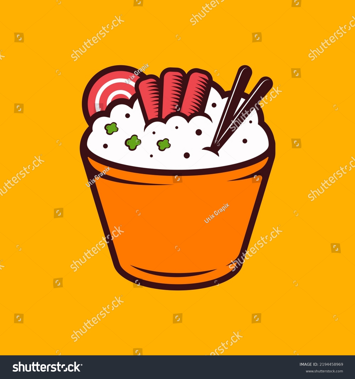 Japanese Rice Bowl Vector Illustration Stock Vector (Royalty Free