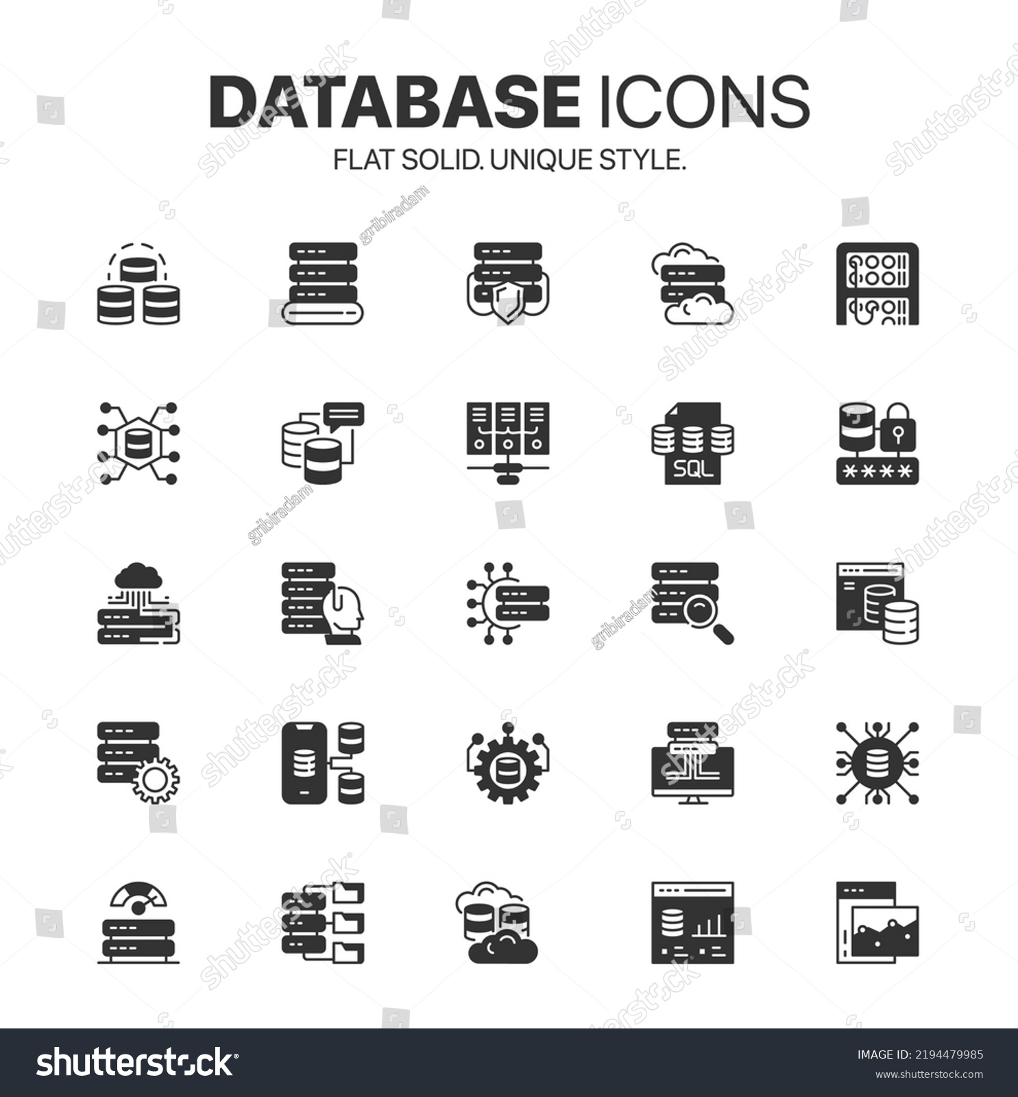 Database Icon Solid Style Sql Data Stock Vector (Royalty Free ...