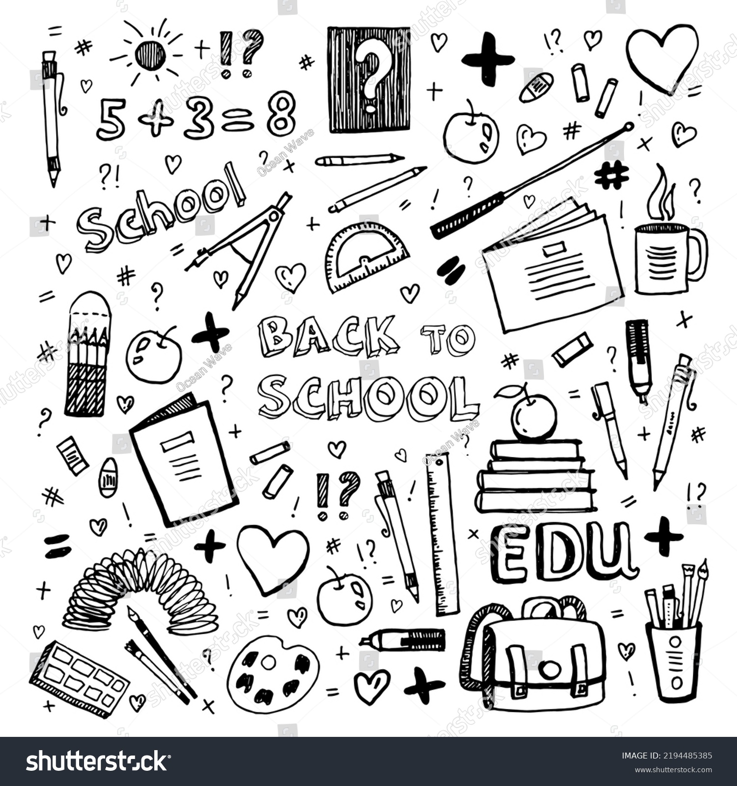 Back School On Isolated White Background Stock Vector (Royalty Free ...