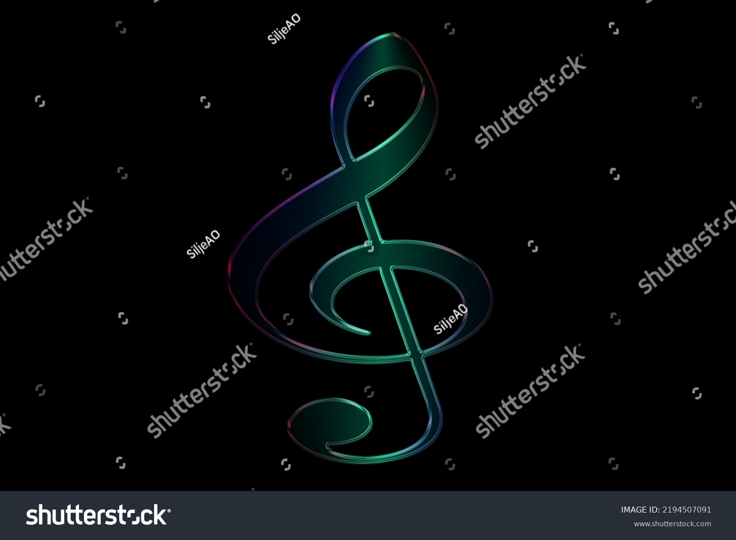 Cyber Outline Intersecting Treble Clef Music Stock Illustration ...