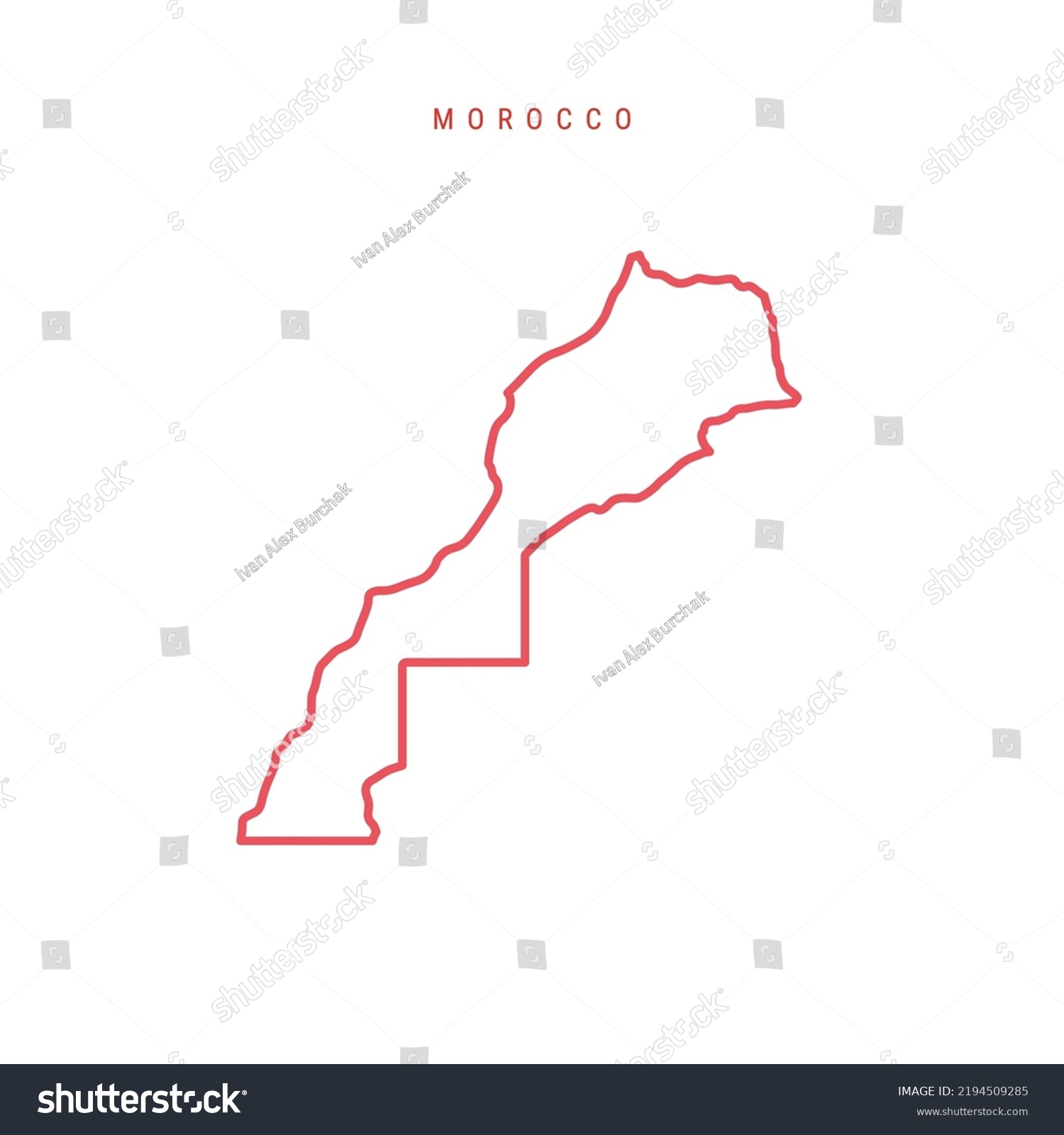 Morocco Editable Outline Map Moroccan Red Stock Vector Royalty Free   Stock Vector Morocco Editable Outline Map Moroccan Red Border Country Name Adjust Line Weight Change To Any 2194509285 