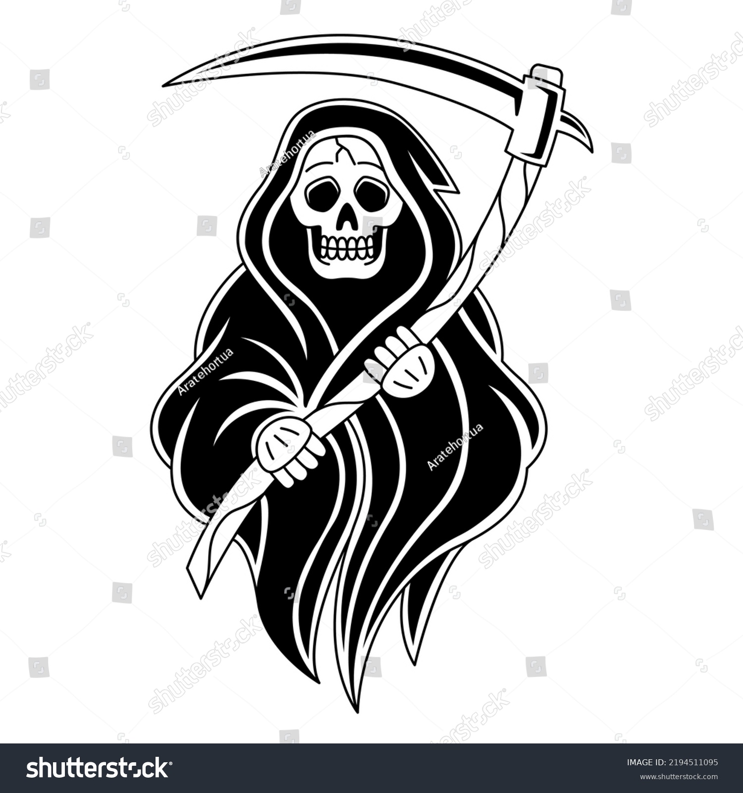 Isolated Reaper Tattoo Death Halloween Season Stock Vector (Royalty ...