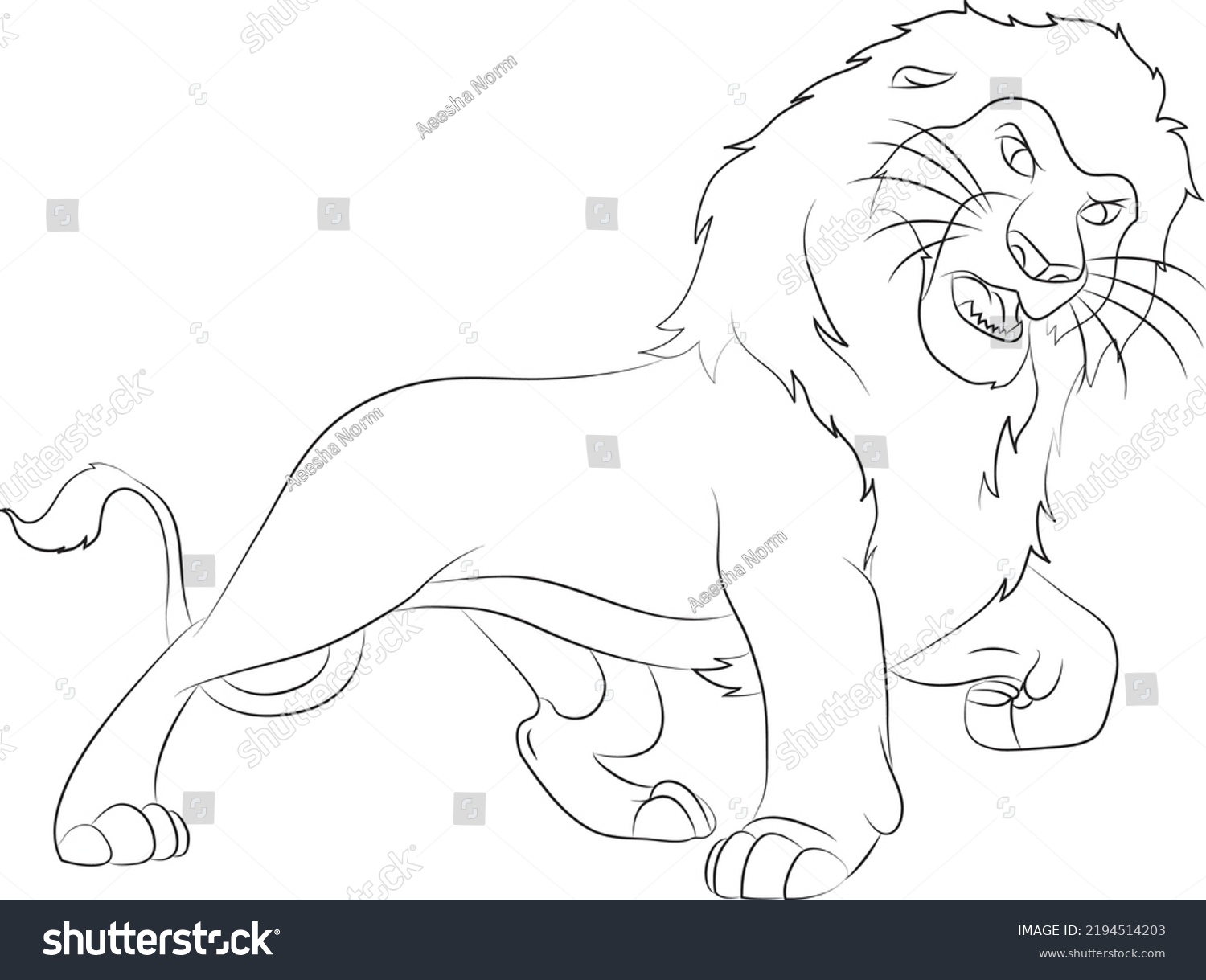 Lion Line Art Coloring Page Stock Vector (Royalty Free) 2194514203 ...