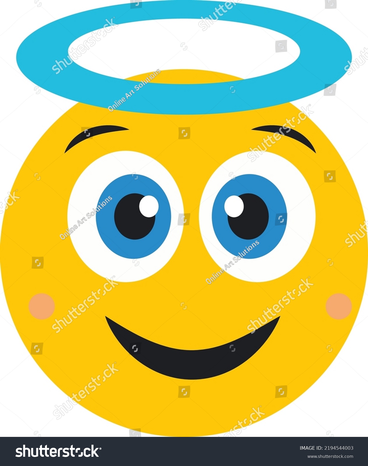 Blushing Face Halo Emoji Vector Art Stock Vector Royalty Free 2194544003 Shutterstock