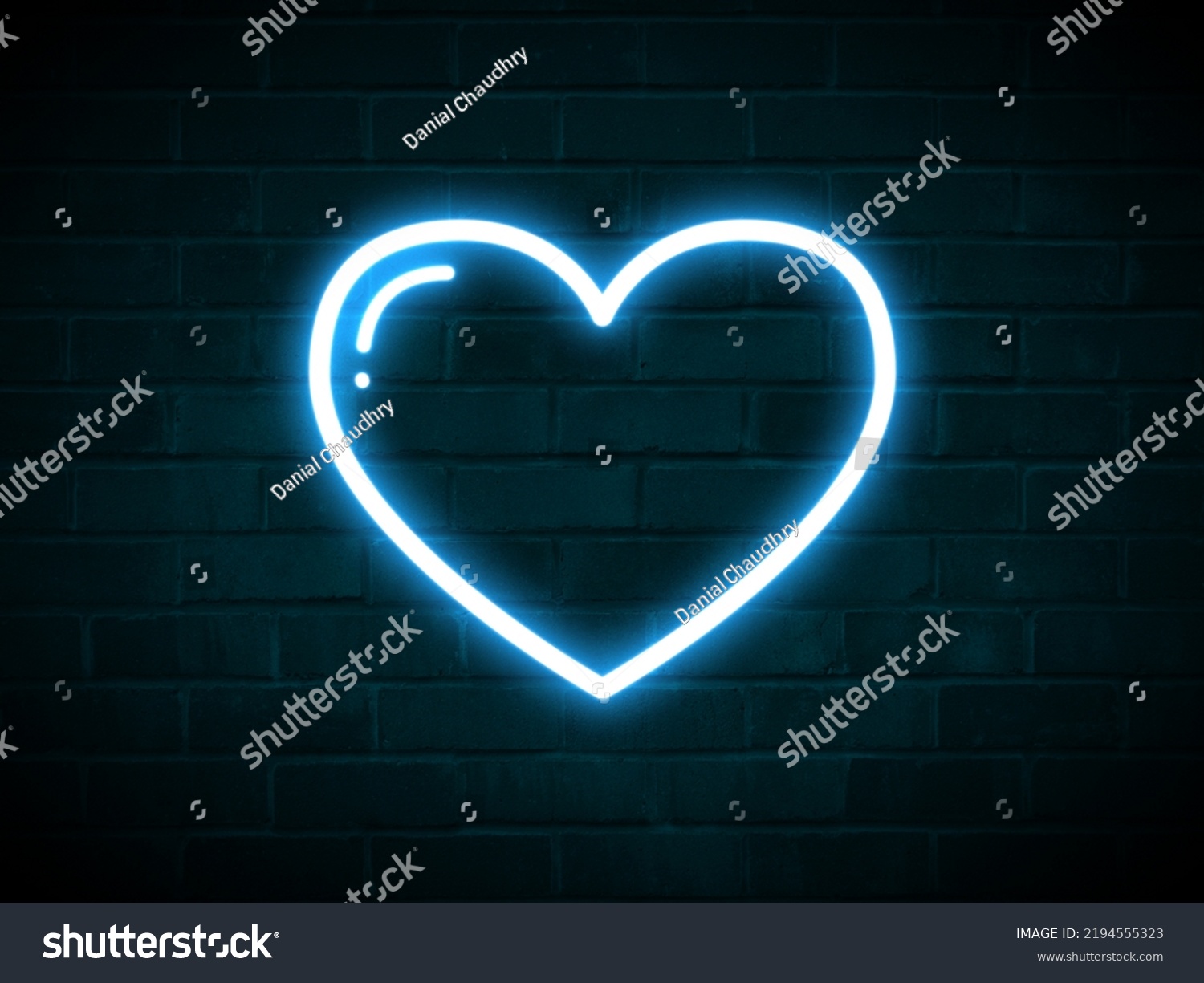 Neon Blue Heart Brick Background Hd Stock Photo 2194555323 | Shutterstock