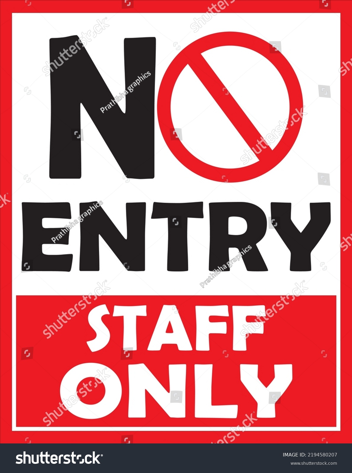 No Entry Staff Only Sign Vector Stock Vector (Royalty Free) 2194580207 ...