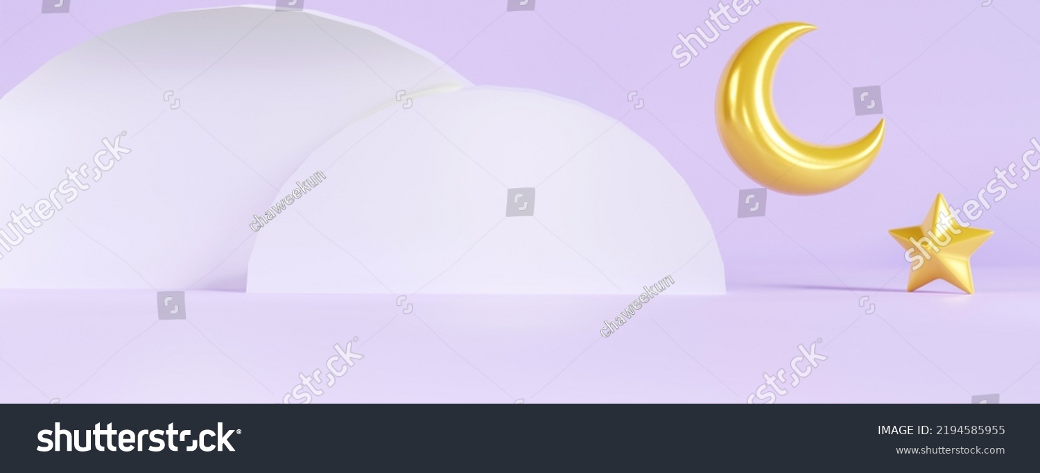 Purple Background Crescent Moon Stars Ideal Stock Illustration