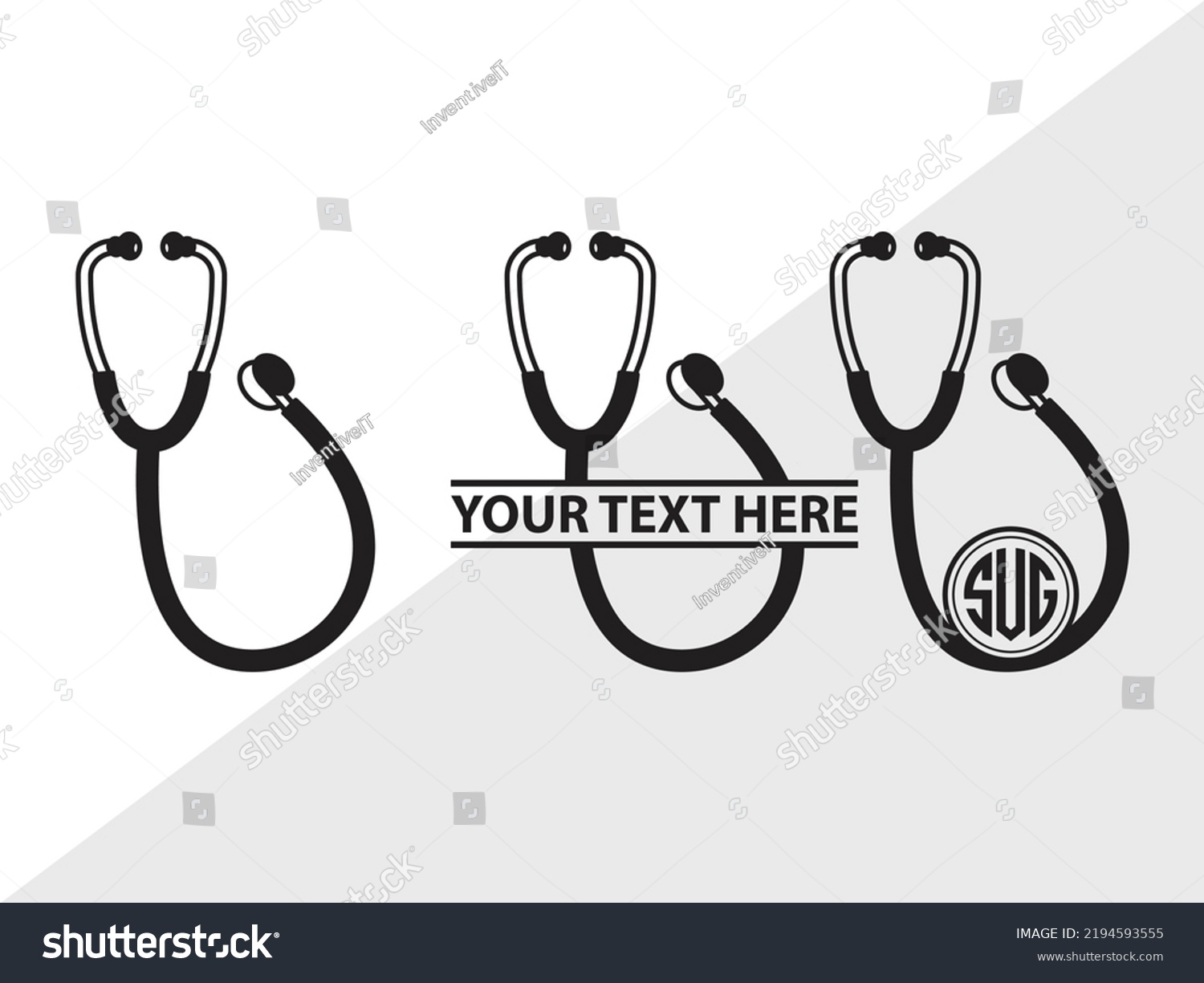 Stethoscope Monogram Svg Printable Vector Illustration Stock Vector ...