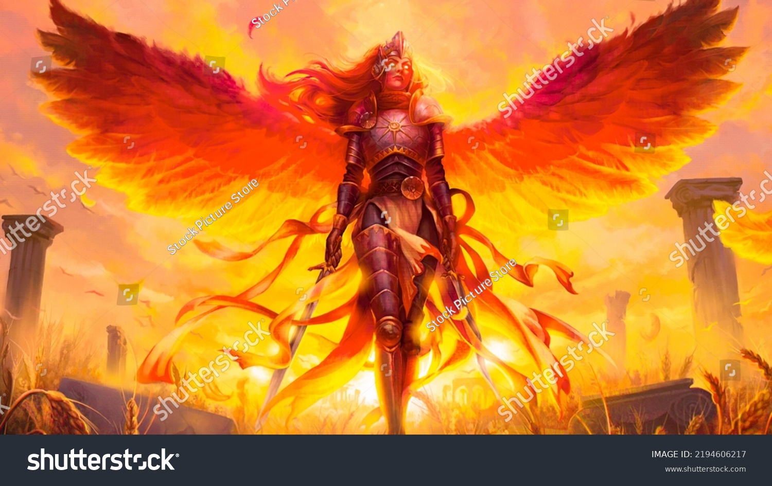 Fantasy Warrior Girl 3d Illustration Digital Stock Illustration ...