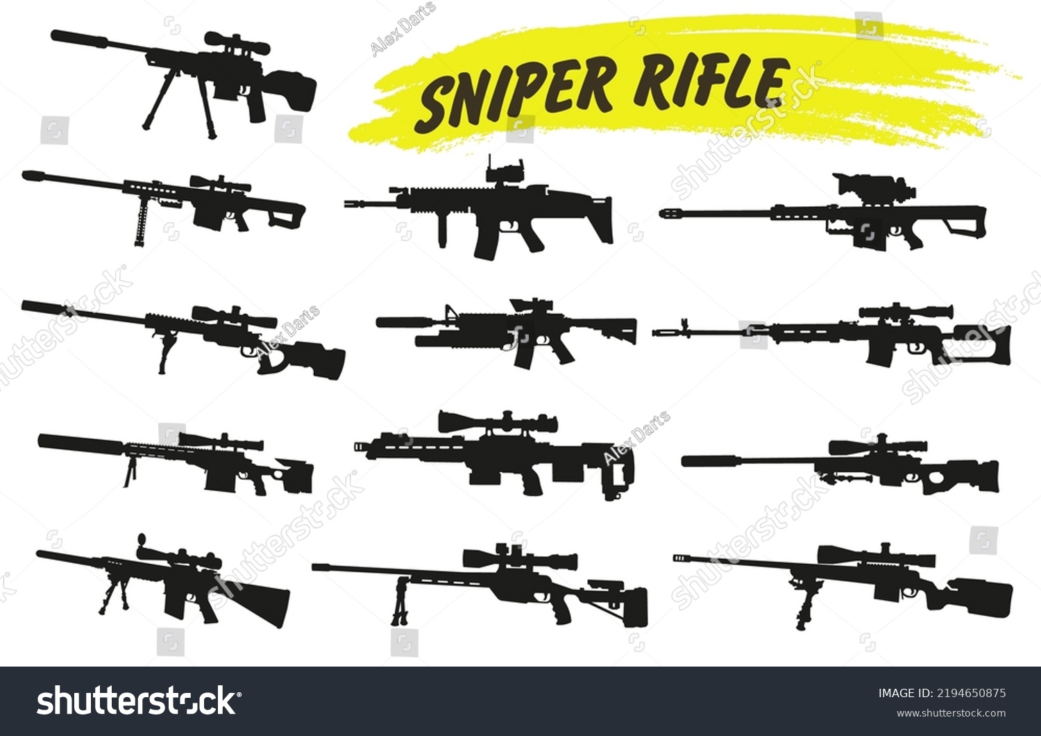 Modern Sniper Rifles Set Hunting Rifle Stock Vector (Royalty Free ...