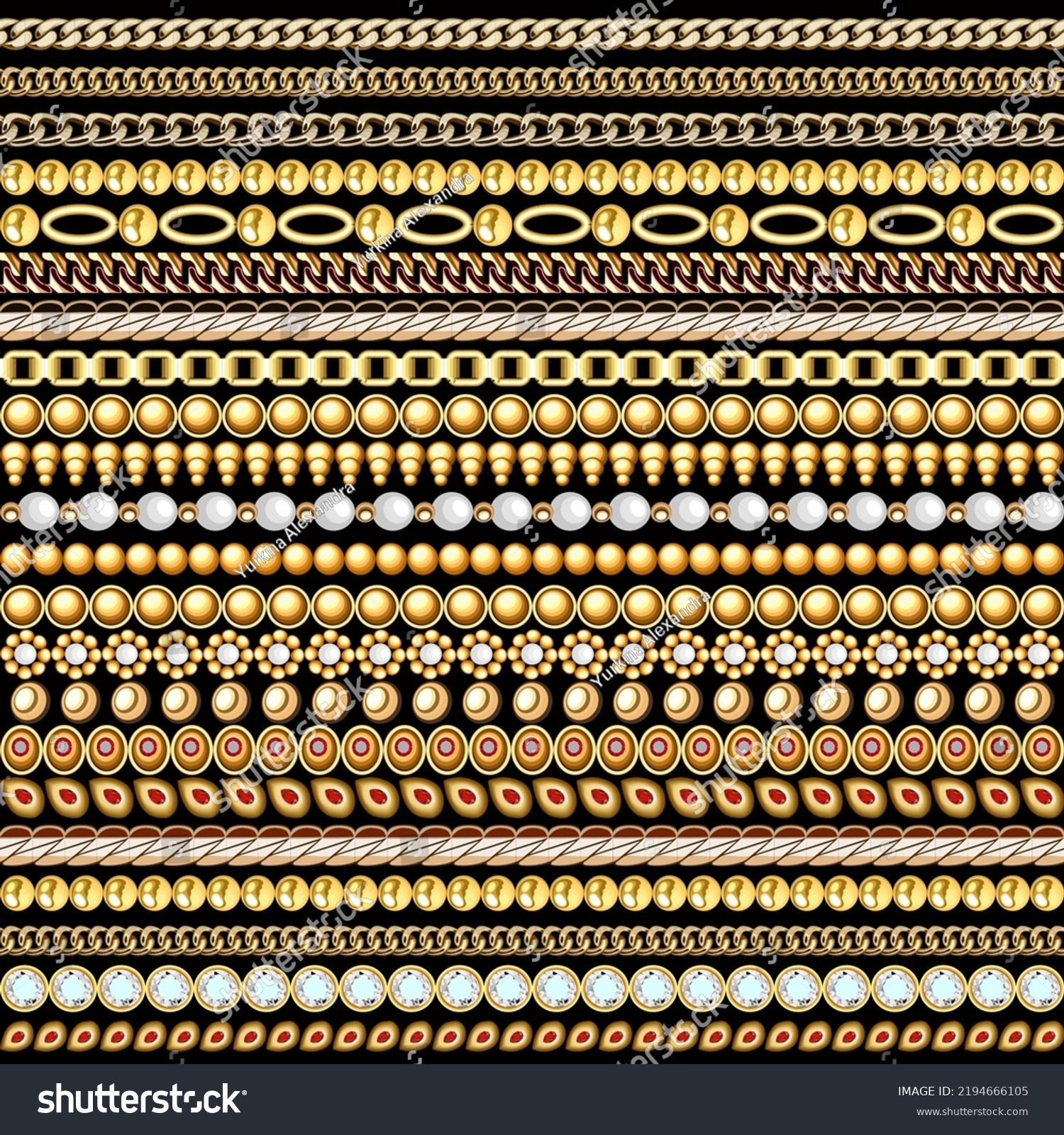 Illustration Seamless Pattern Gold Jewelry Chains Stock Vector Royalty