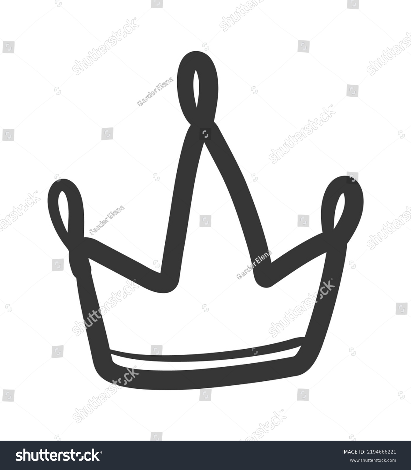 Doodle King Queen Crown Hand Drawn Stock Illustration 2194666221 ...