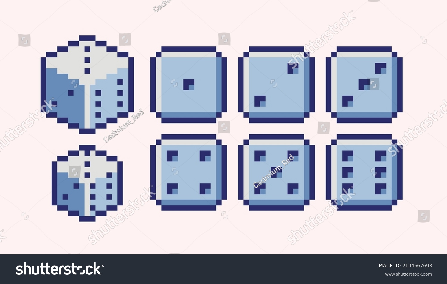 Dice Roll Pixel Art Set Playing Stock Vector (Royalty Free) 2194667693