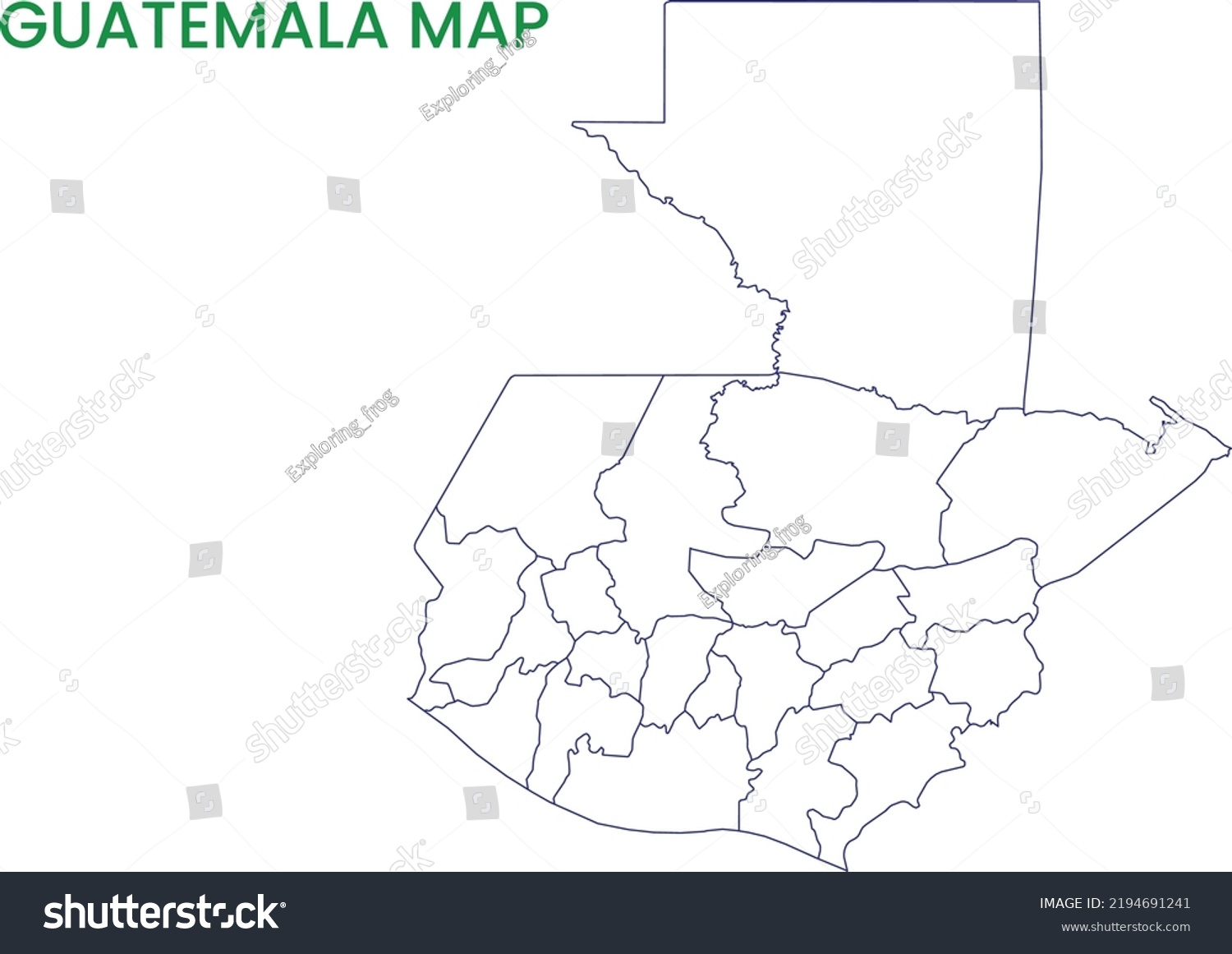 High Detailed Map Guatemala Outline Map Stock Vector Royalty Free   Stock Vector High Detailed Map Of Guatemala Outline Map Of Guatemala North America 2194691241 