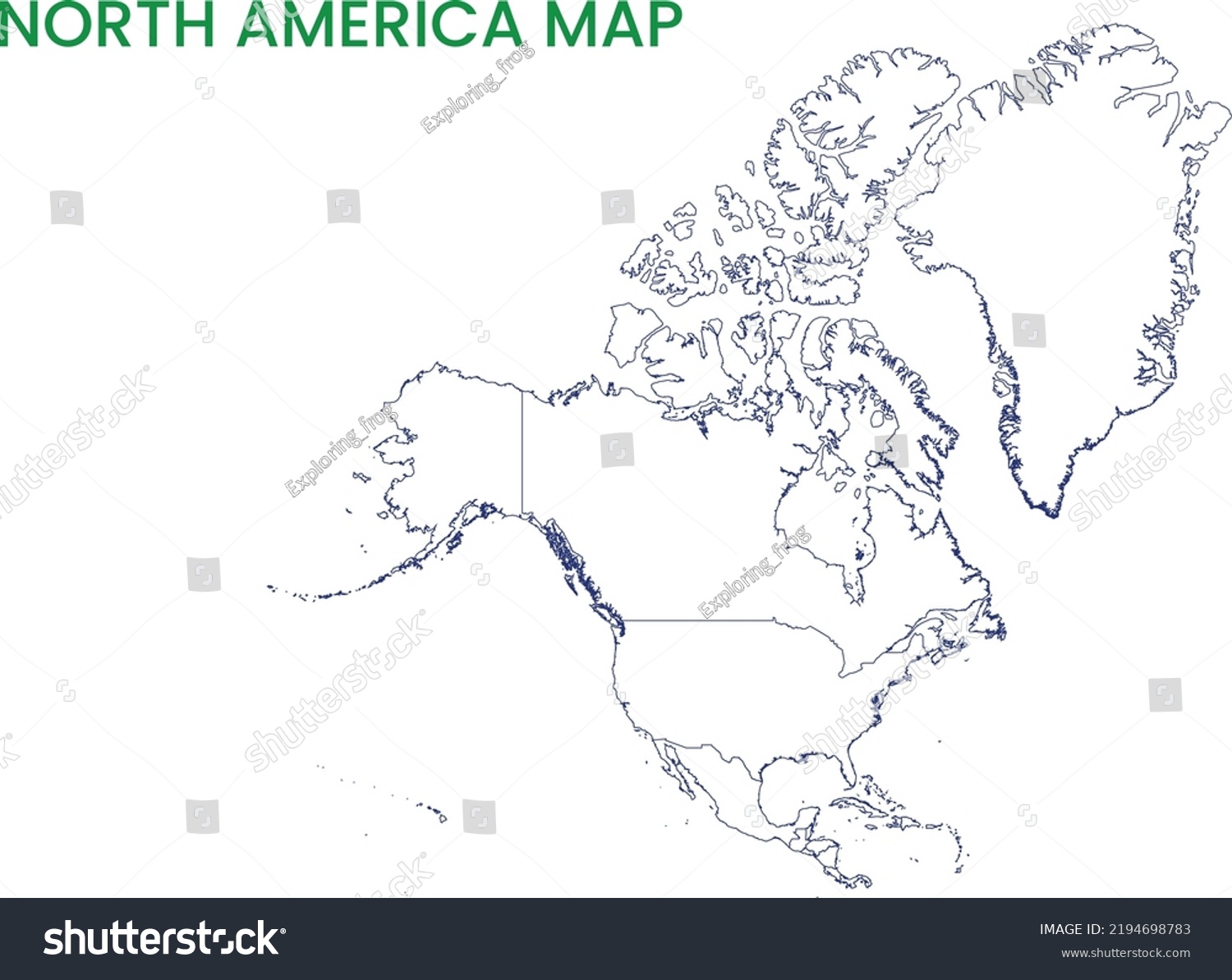 High Detailed Map North America Outline Stock Vector Royalty Free 2194698783 Shutterstock 8896