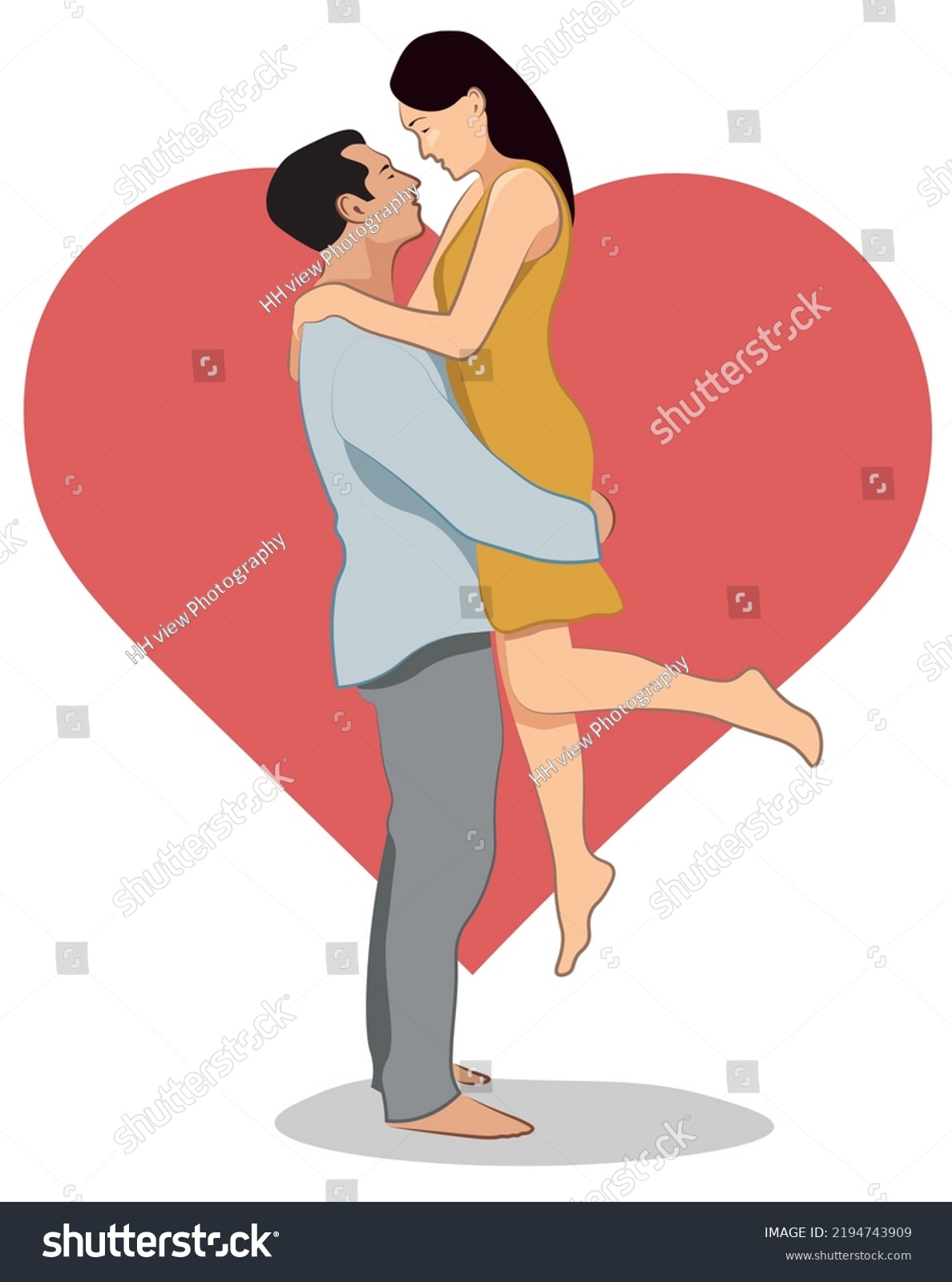 Young Man Lifting Girlfriend Vector Illustration Stock Vector Royalty Free 2194743909 4606