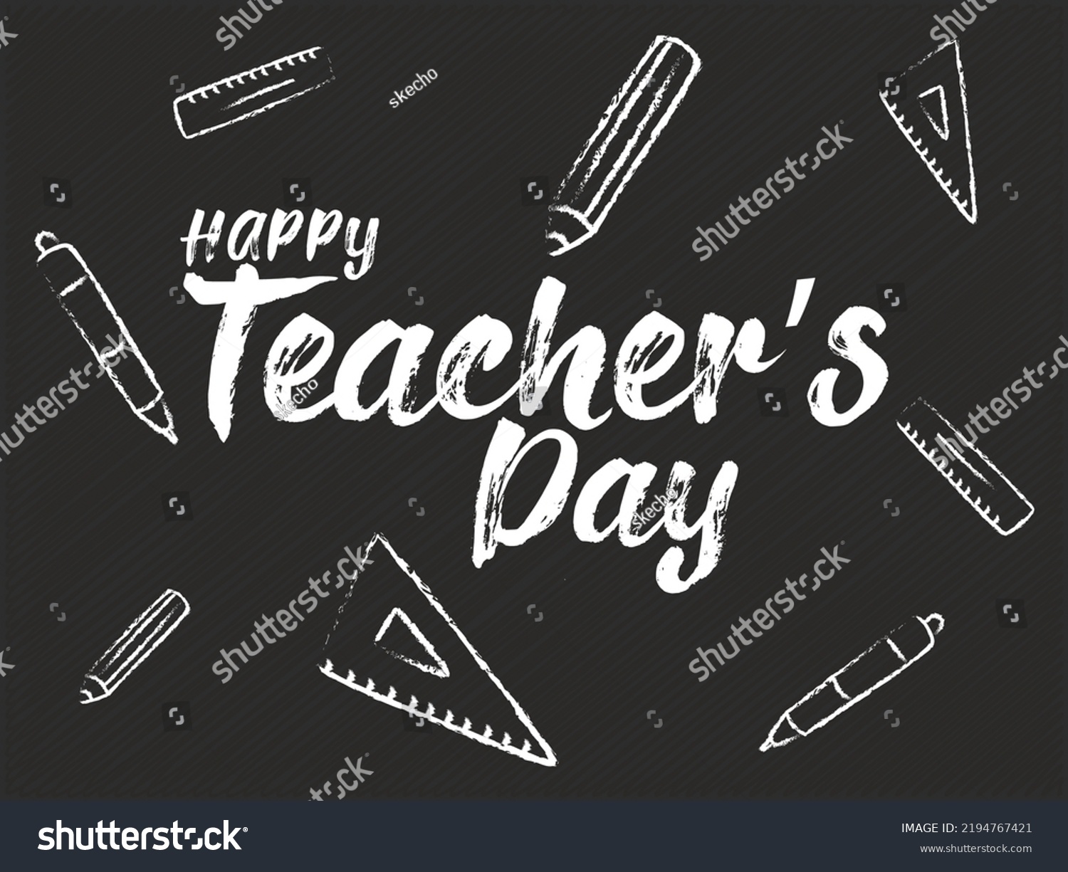 Happy Teachers Day Typography Blackboard Stock Vector (Royalty Free ...