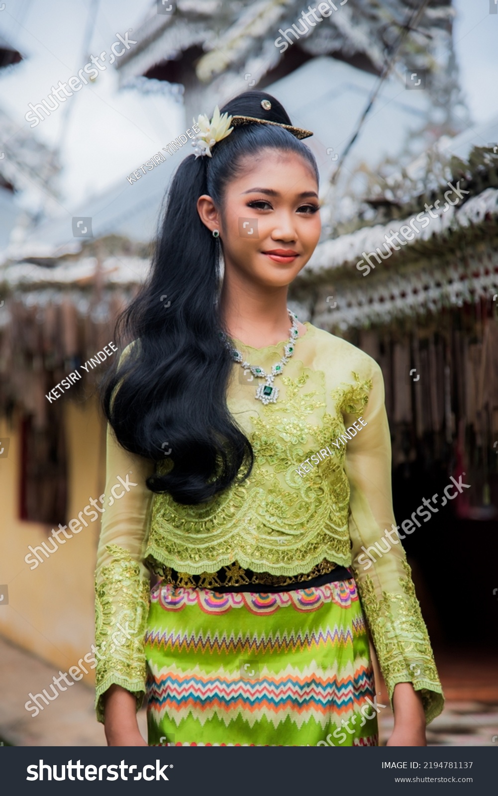 Young Woman Dressed Traditional Dress Burmese Stock Photo 2194781137 ...