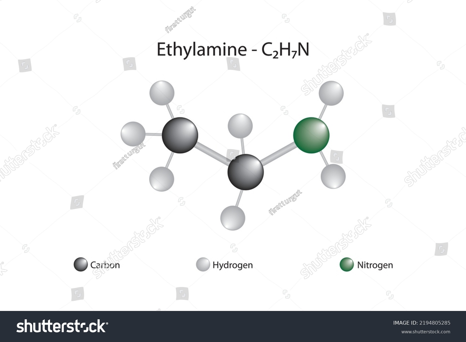 Molecular Formula Chemical Structure Ethylamine Stock Vector Royalty Free 2194805285