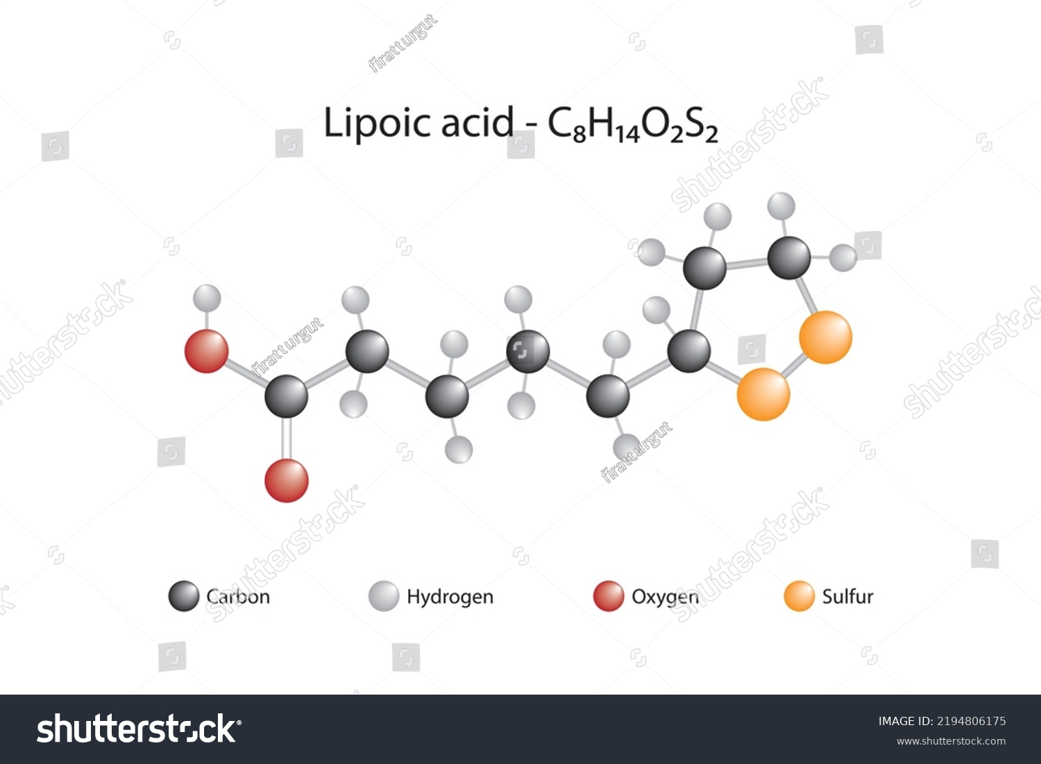 Molecular Formula Chemical Structure Lipoic Acid Stock Vector (Royalty ...