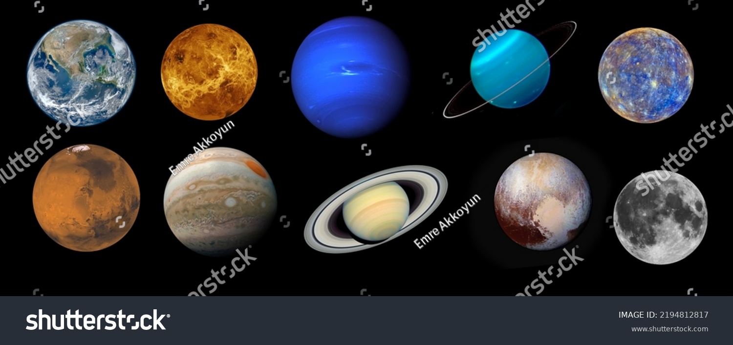 Solar System Planets Moon On Black Stock Photo 2194812817 | Shutterstock