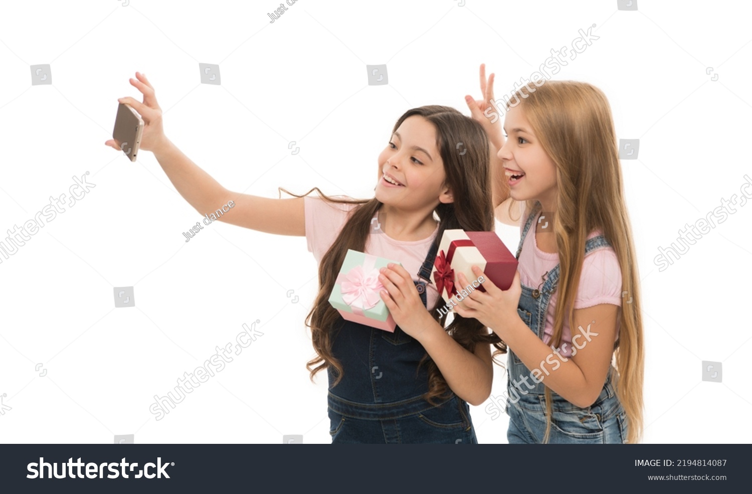 Private Selfie Shooting Adorable Little Girls Stock Photo 2194814087 ...