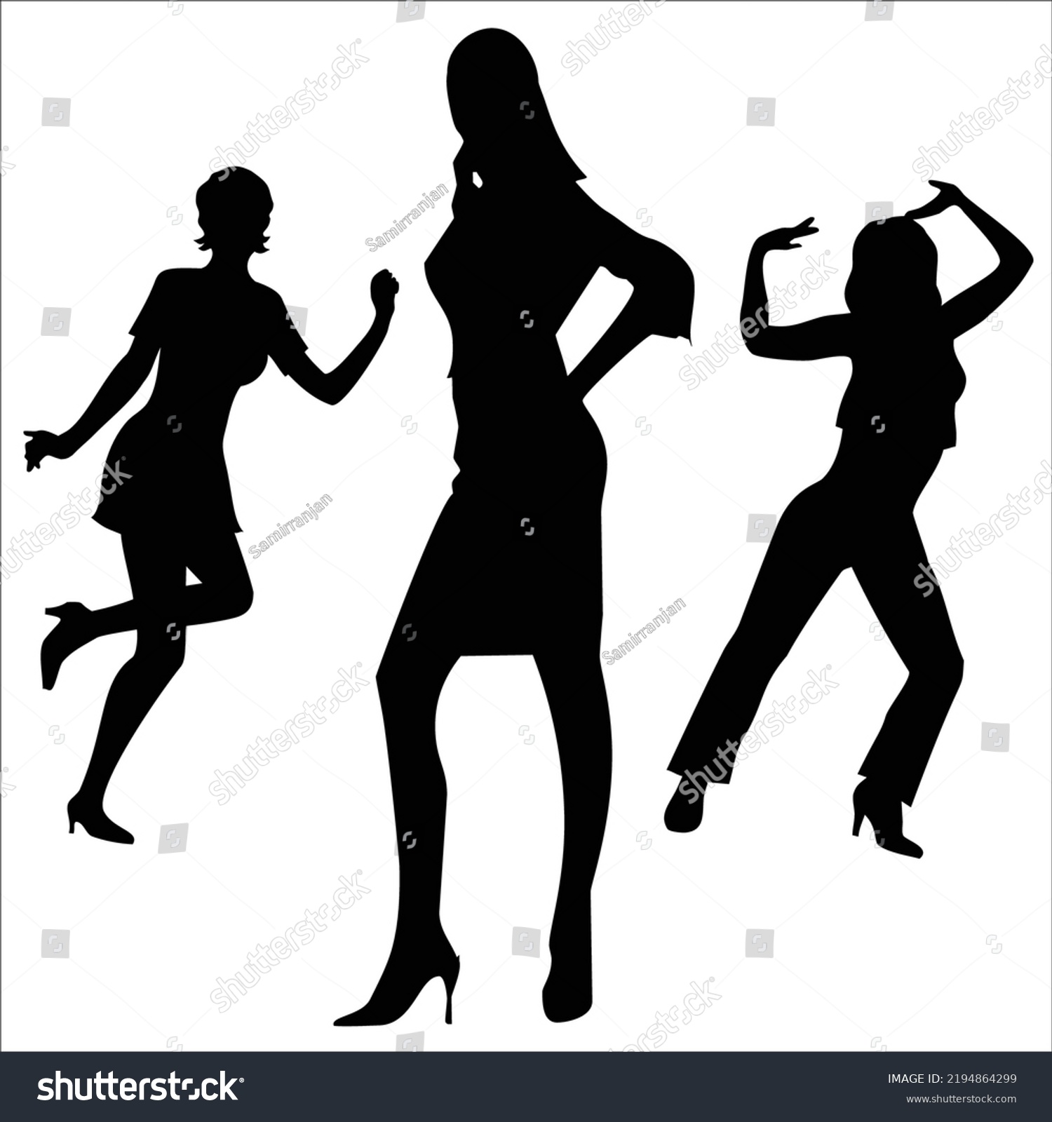 Vector Set Beautiful Women Silhouettes Illustration Stock Vector 