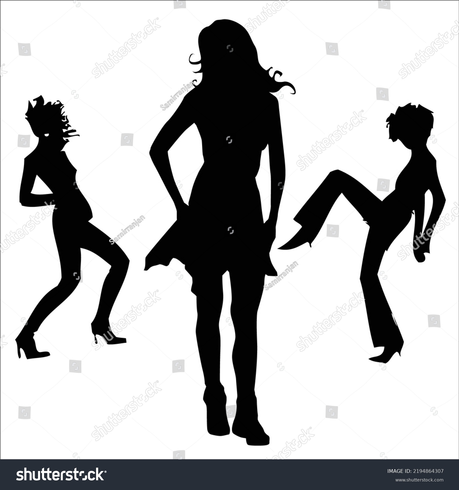 Vector Set Beautiful Women Silhouettes Illustration Stock Vector ...