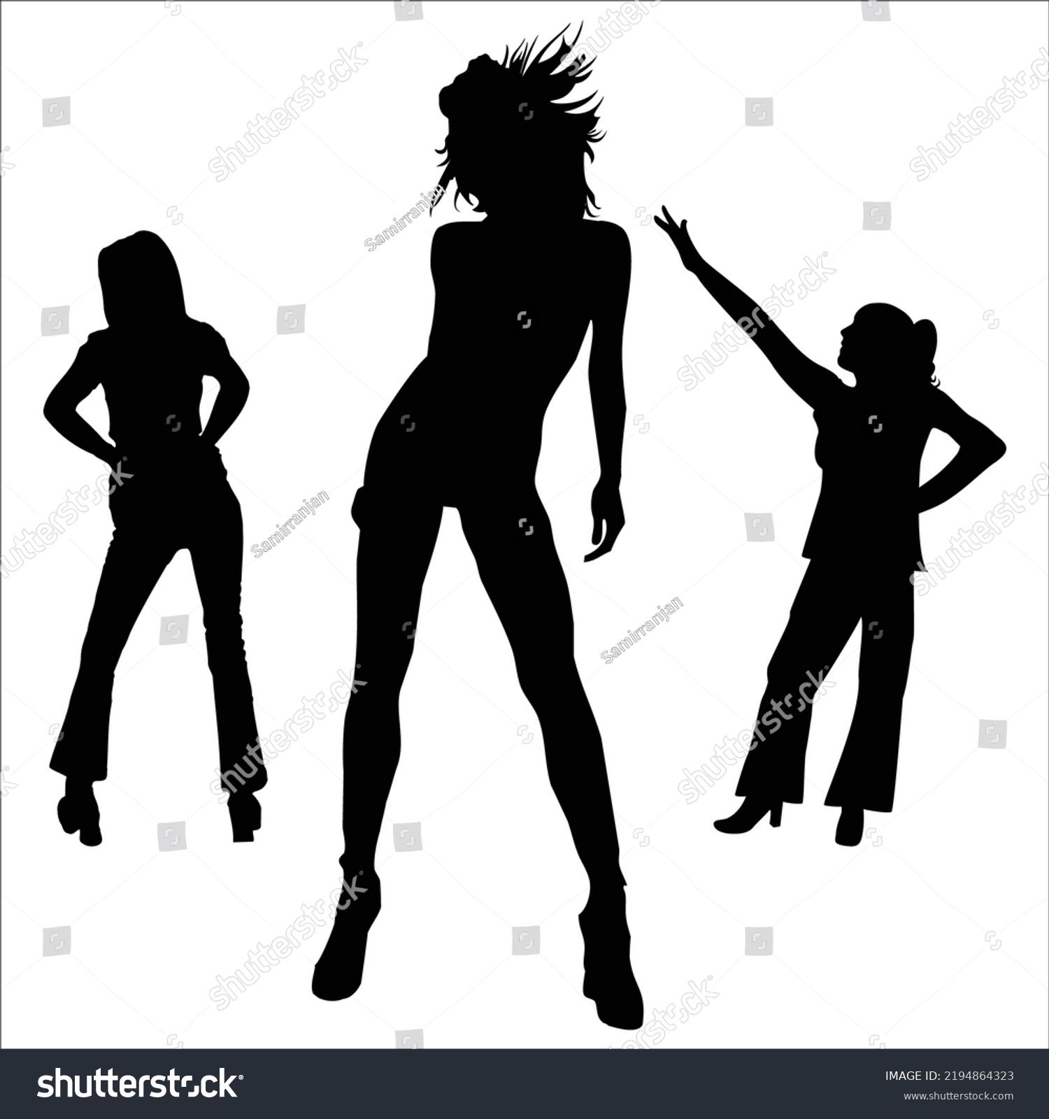 Vector Set Beautiful Women Silhouettes Illustration Stock Vector ...