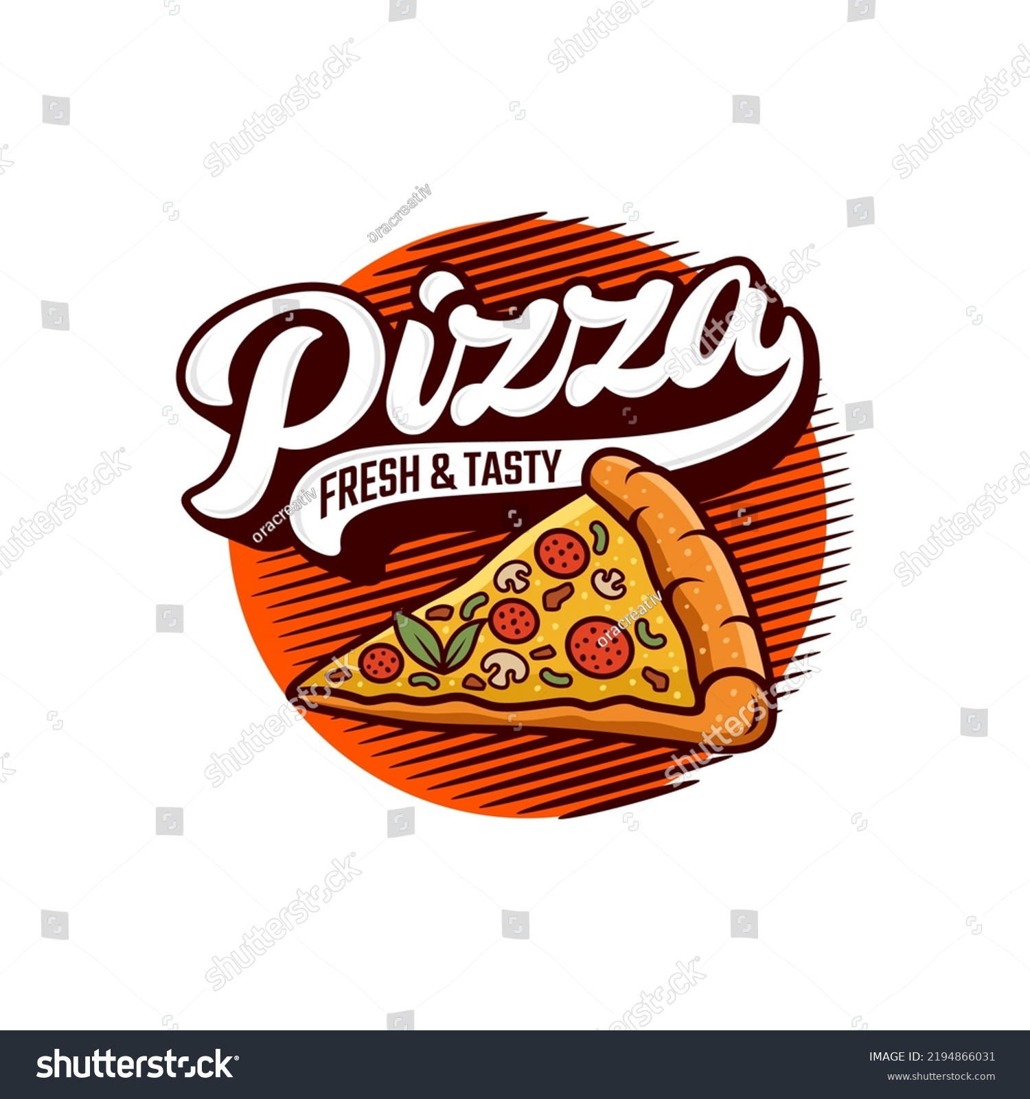 Pizzeria Vector Emblem On Blackboard Pizza Stock Vector (Royalty Free ...