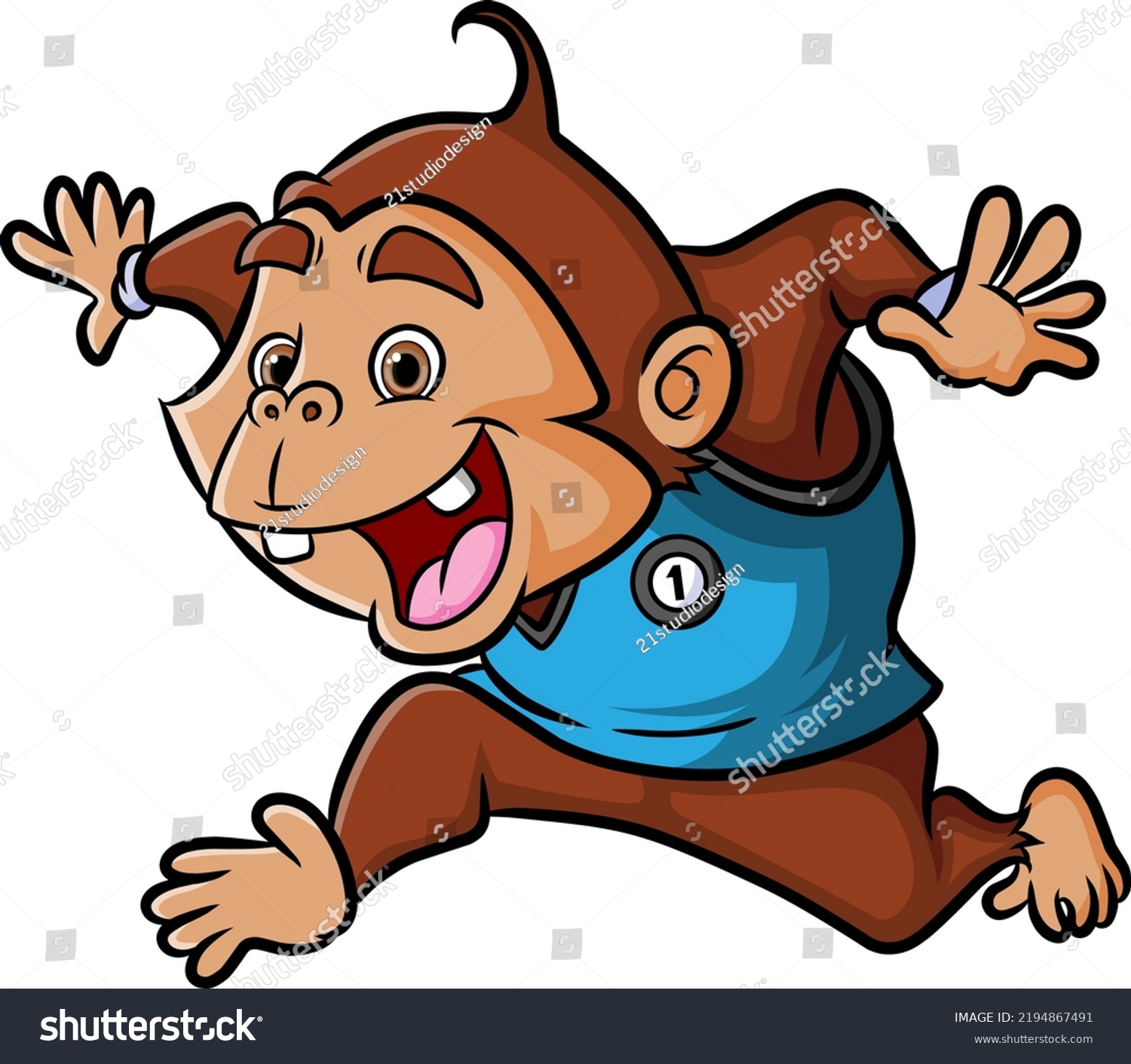 Chimpanzee Running Very Fast Competition Illustration Stock Vector