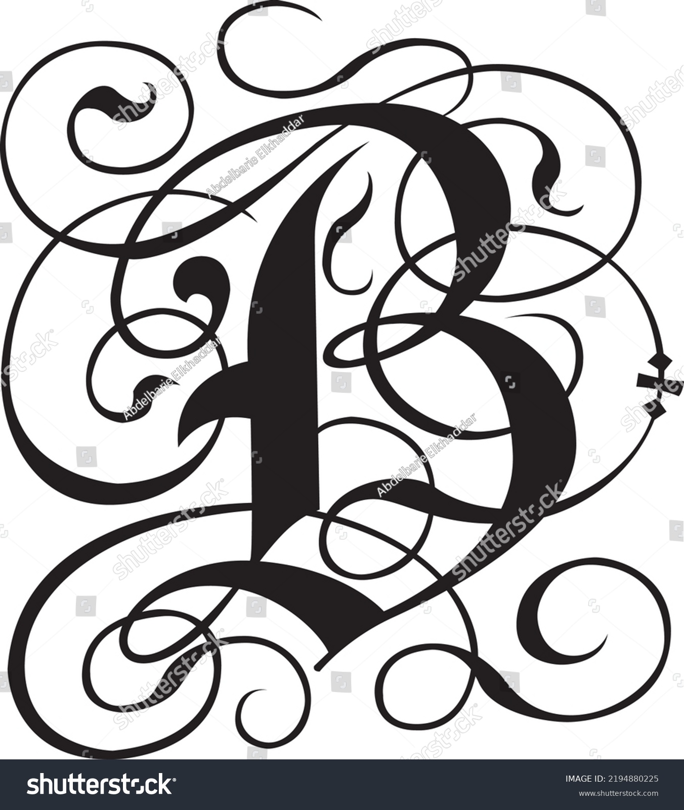 Gothic Letter B Scroll Design Black Stock Vector (Royalty Free ...