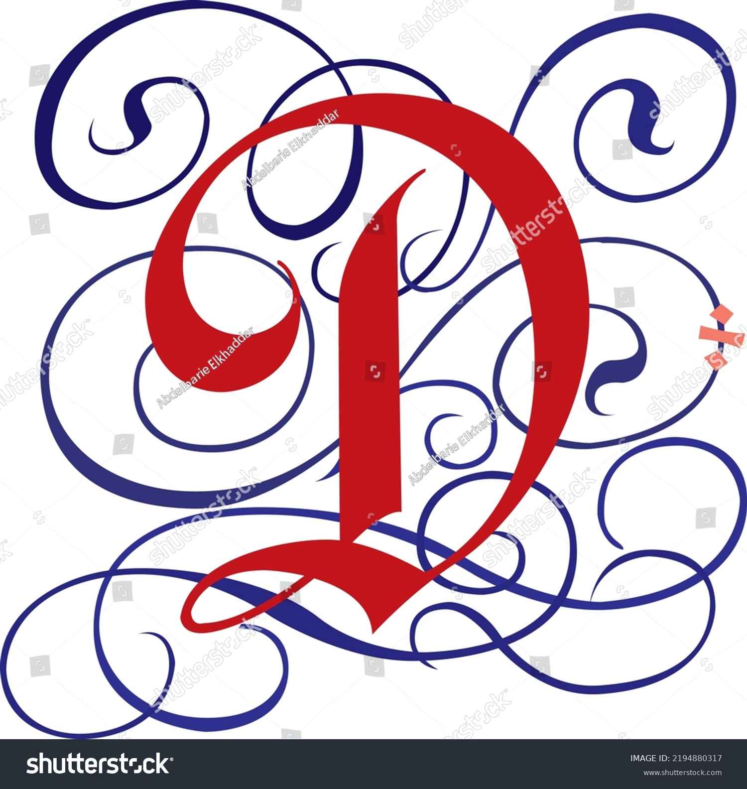 Gothic Letter D Scroll Design Red Stock Vector (Royalty Free ...