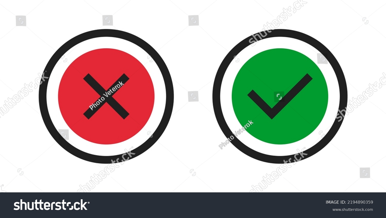 Red Cross Green Check Mark Icons Stock Vector (Royalty Free) 2194890359 ...