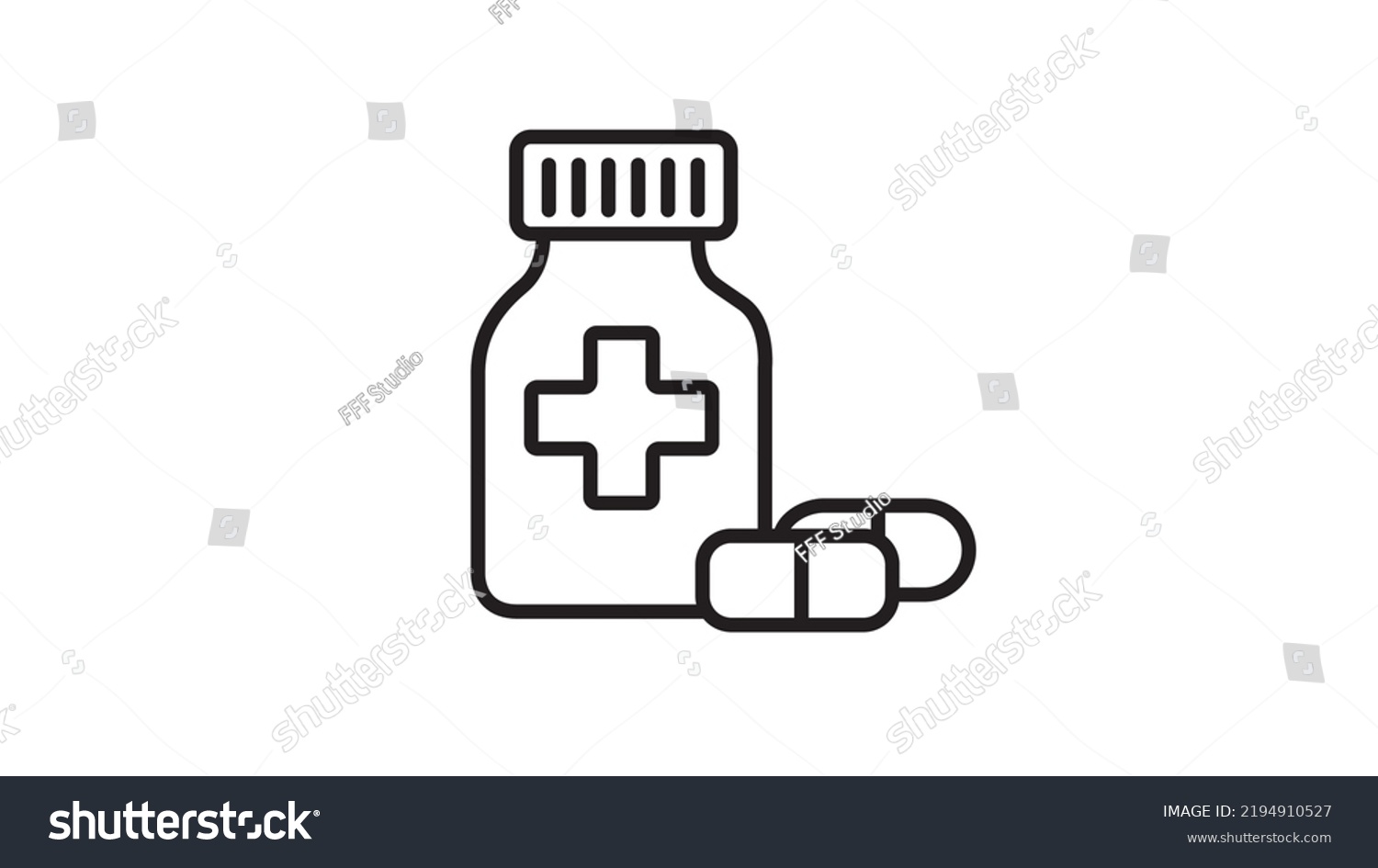 Prescription Drug Bottle Editable Stroke Vector Stock Vector (Royalty ...