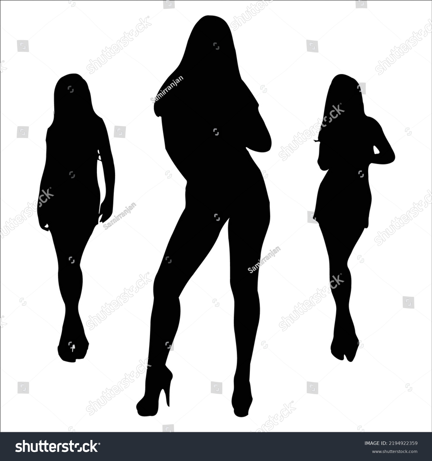 Vector Set Beautiful Women Silhouettes Illustration Stock Vector Royalty Free 2194922359 0376