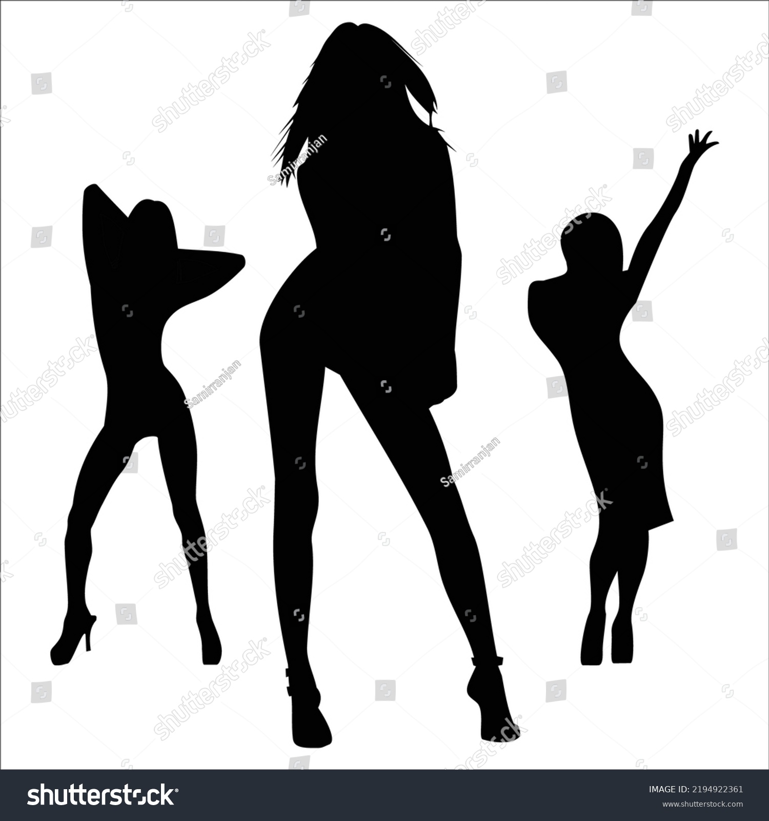 Vector Set Beautiful Women Silhouettes Illustration Stock Vector ...